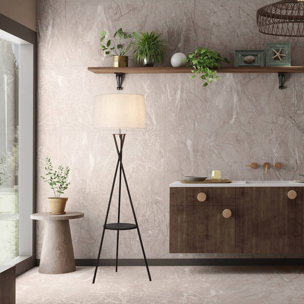 Näve Leuchten Stehleuchte schwarz Textil Metall B/H/T/D: ca. 51x158x51x51 cm E27 1 Brennstellen