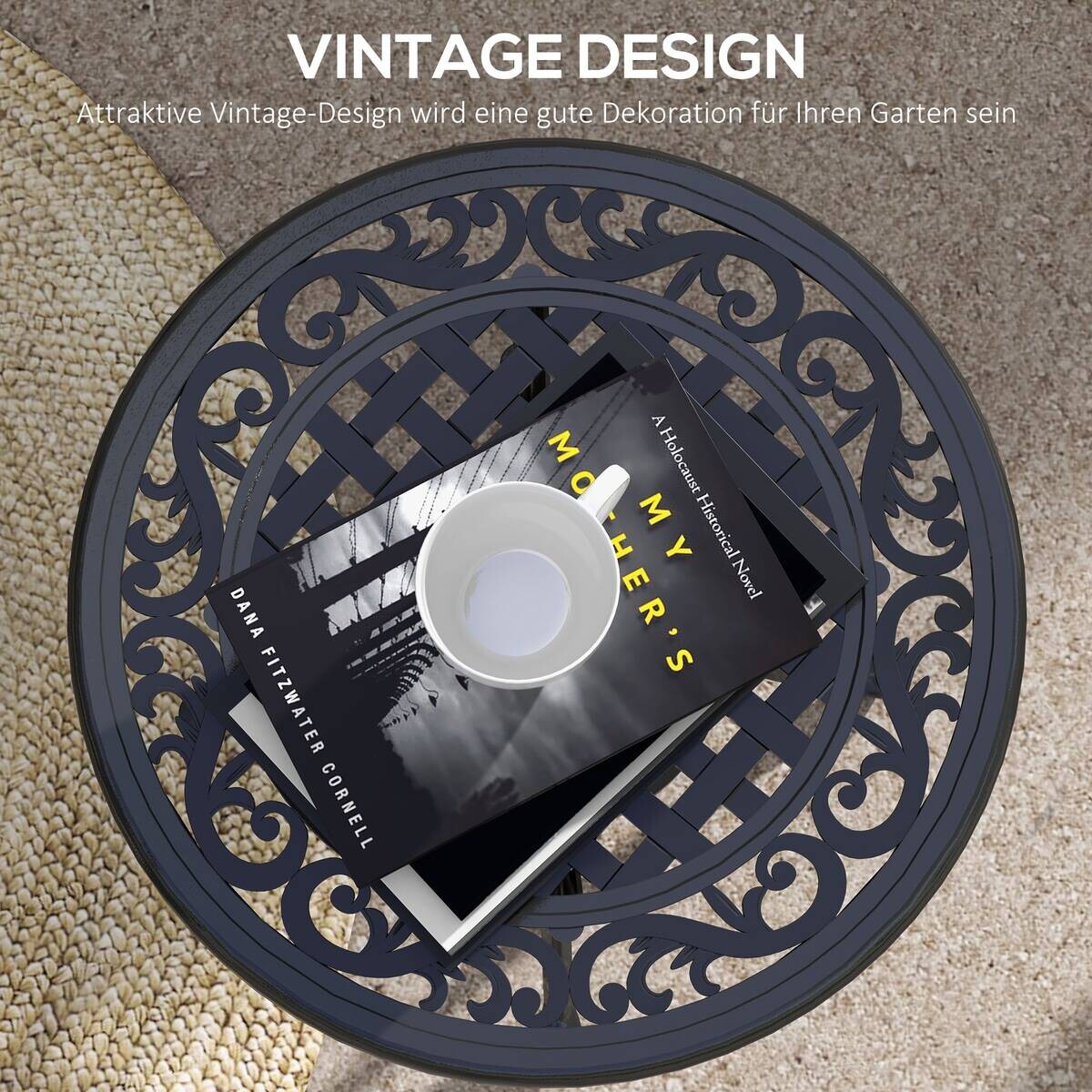 Outsunny Gartentisch schwarz Aluminium B/H/L: ca. 60x60x53 cm