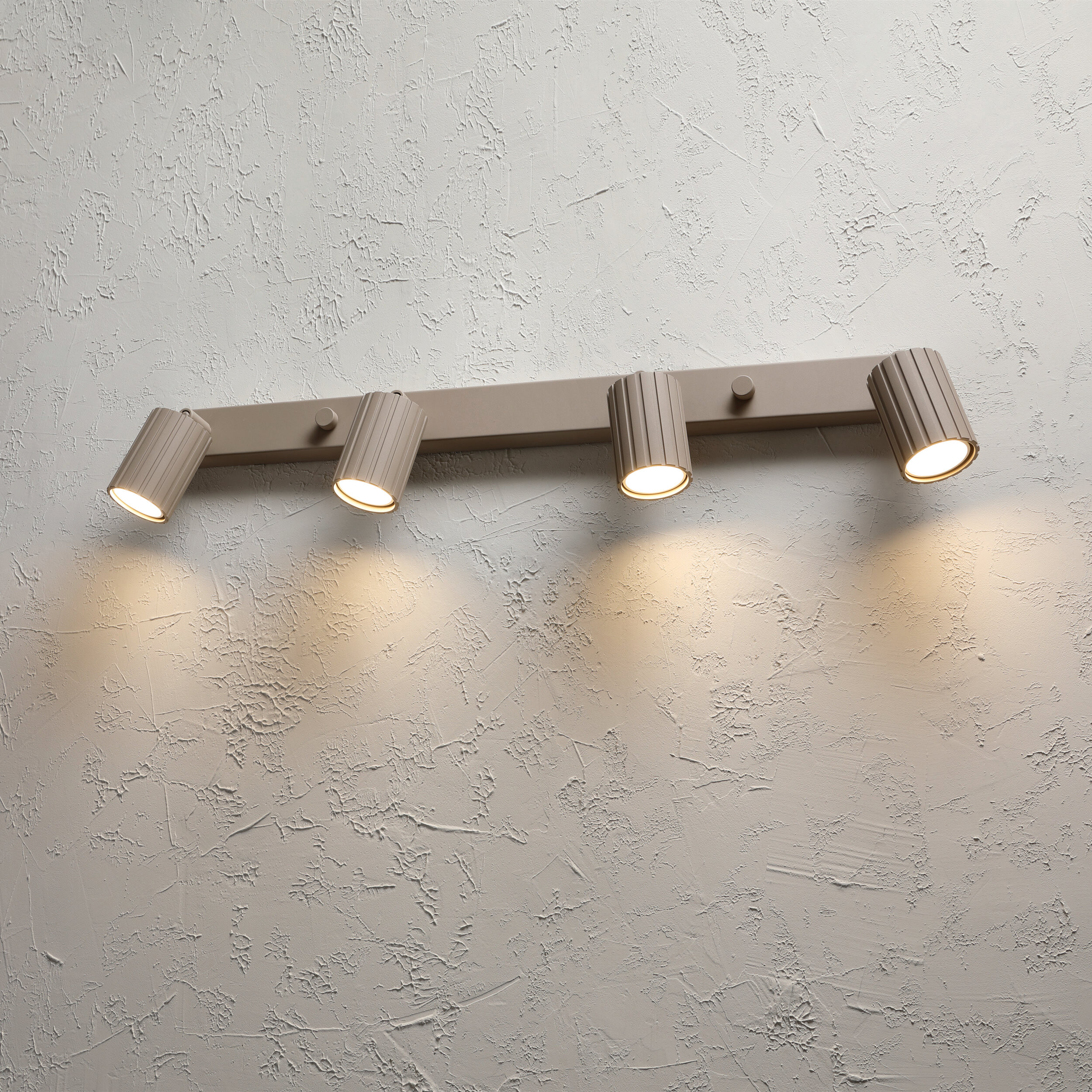 Lamkur Strahler Prisma beige Stahl B/H/L: ca. 6,5x16,5x81 cm 4 Brennstellen