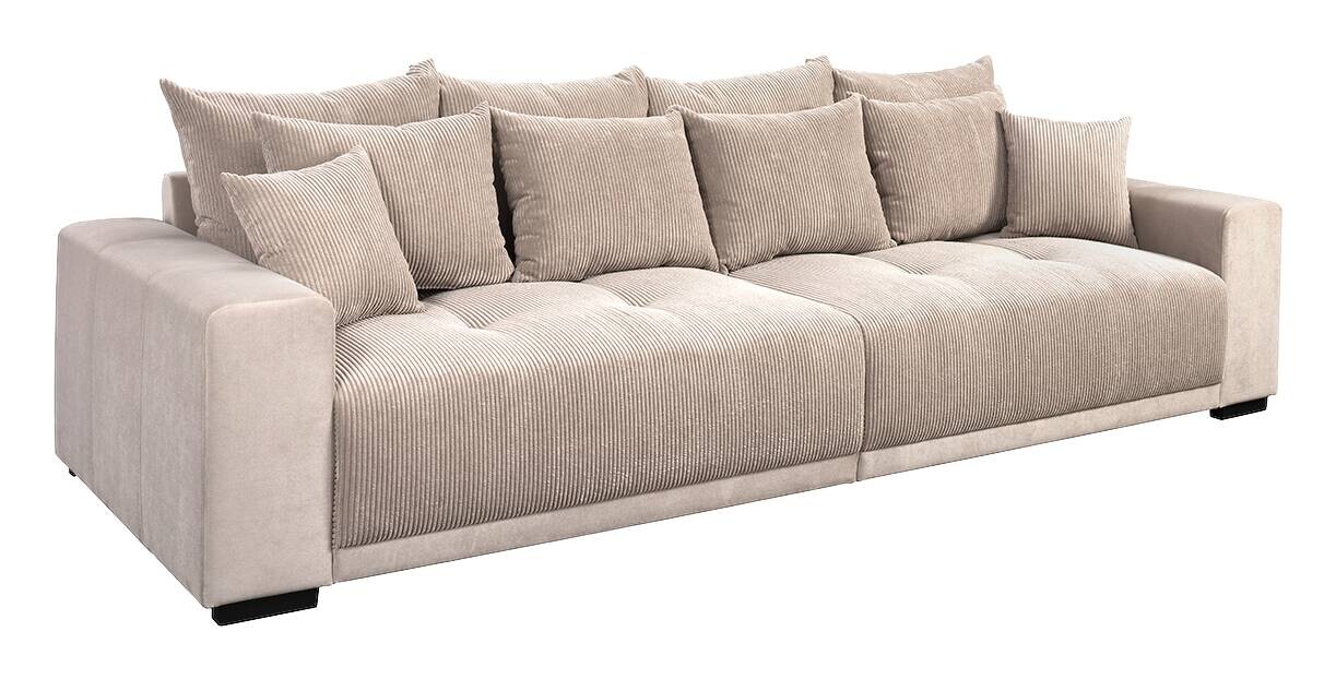 Big Sofa Xantia new 1 beige Velourstoff B/H/T: ca. 318x94x120 cm