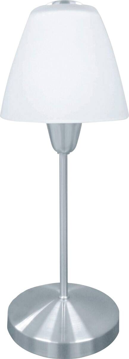 Reality Touch-Tischleuchte Rio nickel matt weiß Metall Glas H/D: ca. 35x13 cm E14 1 Brennstellen