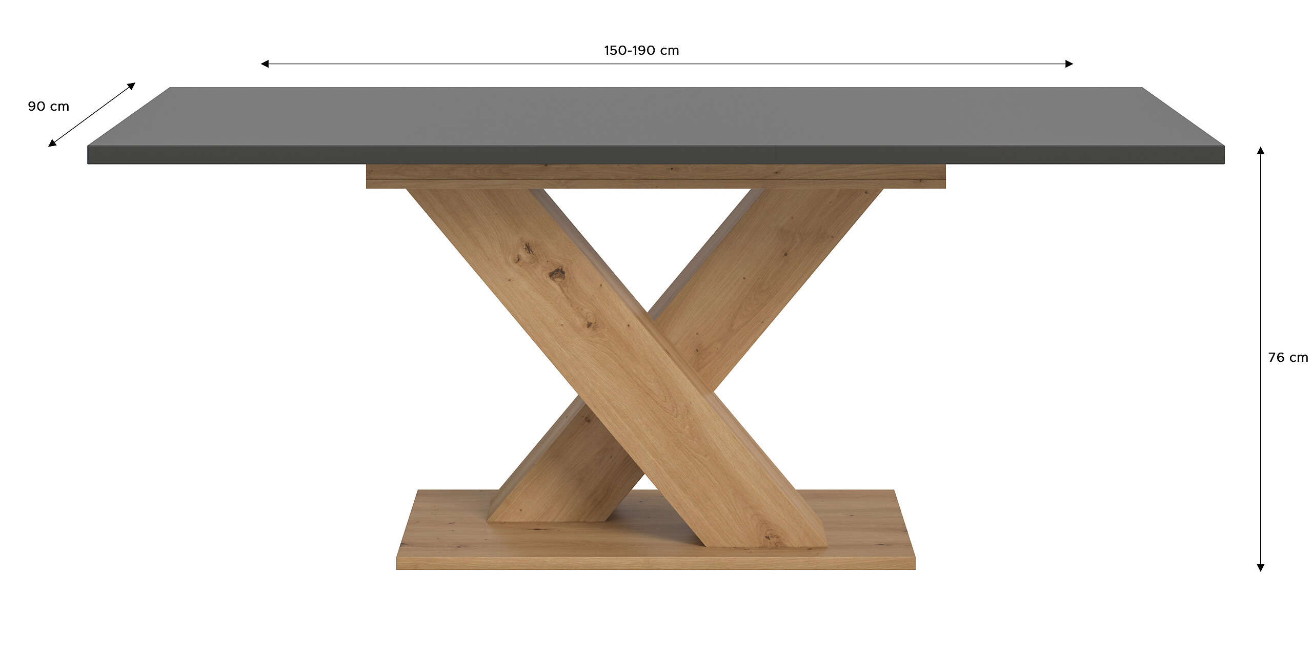 Esstisch MOTION grau Artisan Nachbildung B/H/T: ca. 150x76x90 cm