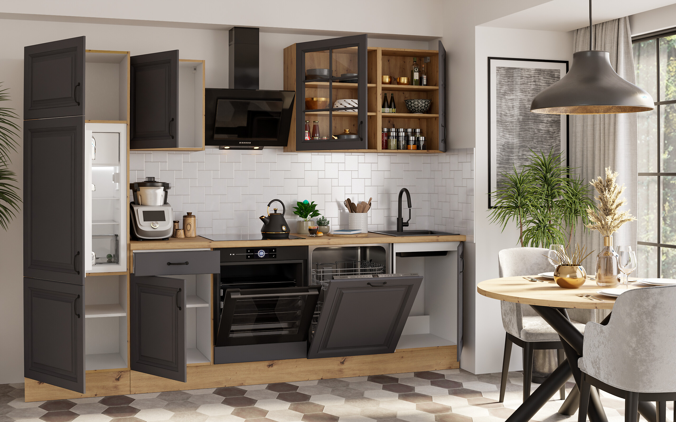 Küchenblock Stina Graphit B/H/T: ca. 280x219x60 cm