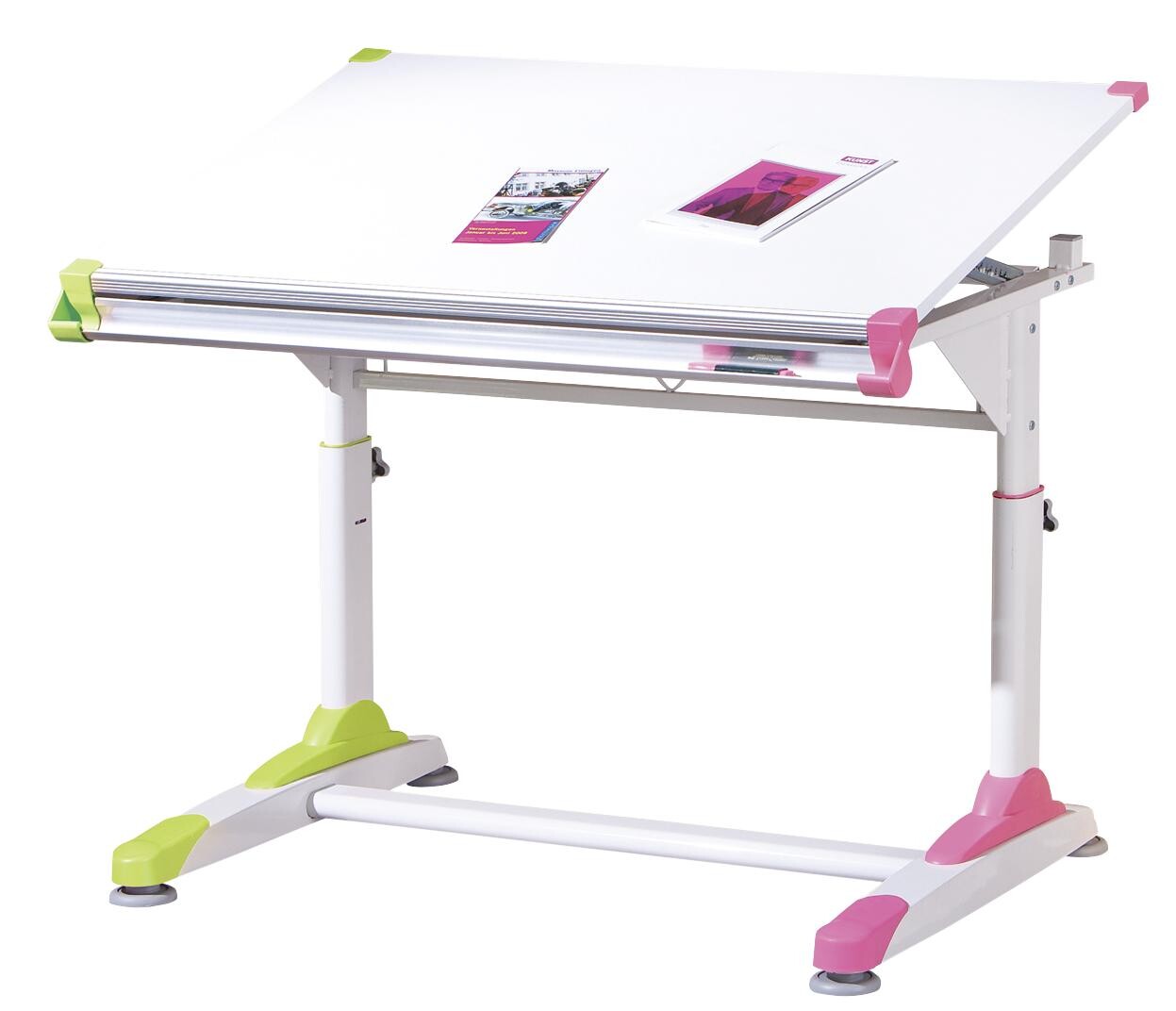 Schreibtisch 2Colorido weiß pink grün B/H/L: ca. 70,5x69,5x101 cm