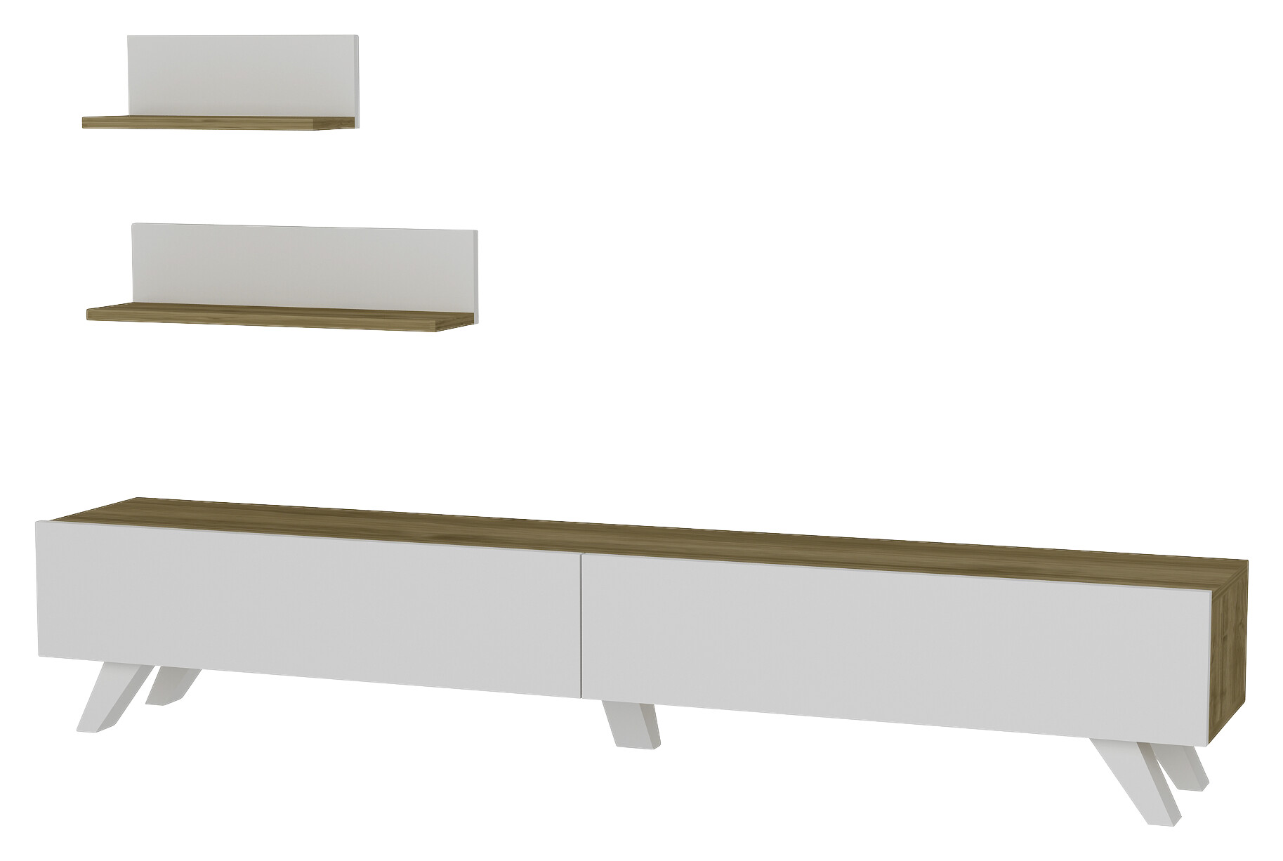 Wohnwand Amerika weiß walnuss Nachbildung B/H/T: ca. 180x32x29 cm