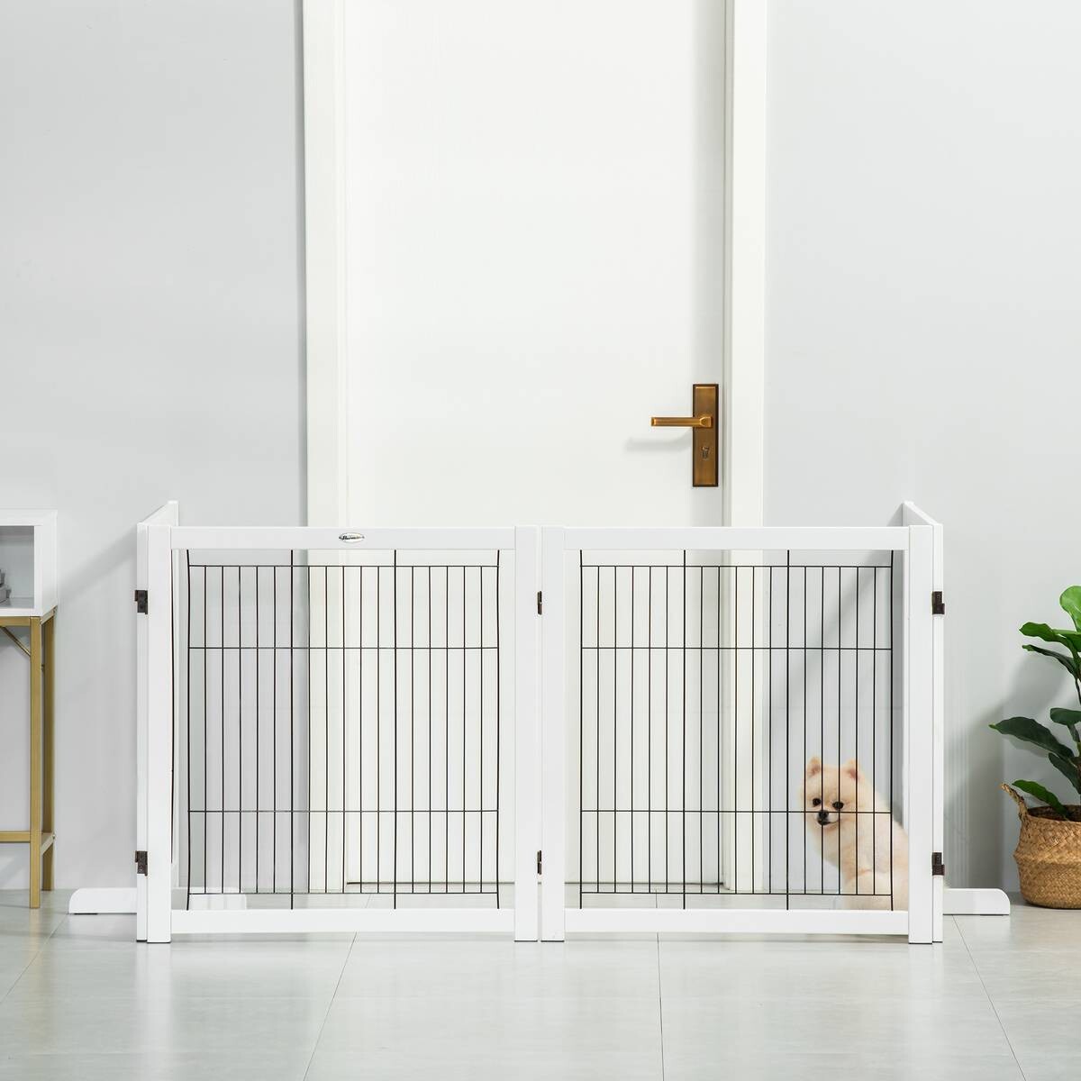 PawHut Absperrgitter weiß Stahl B/H/L: ca. 35,5x82x305 cm