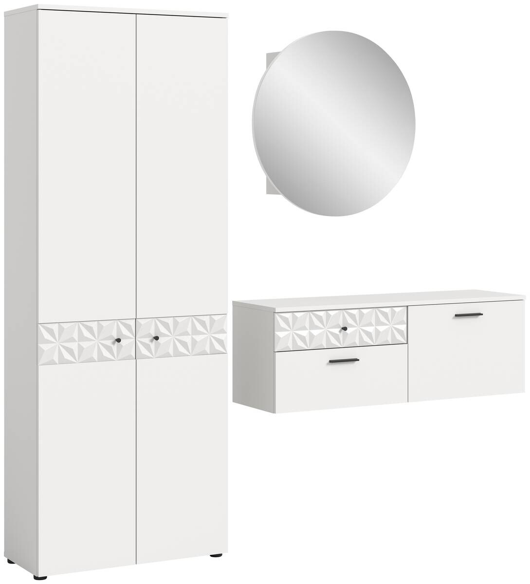 Garderobe Prisma weiß weiß Hochglanz B/H/T: ca. 195x192x34 cm