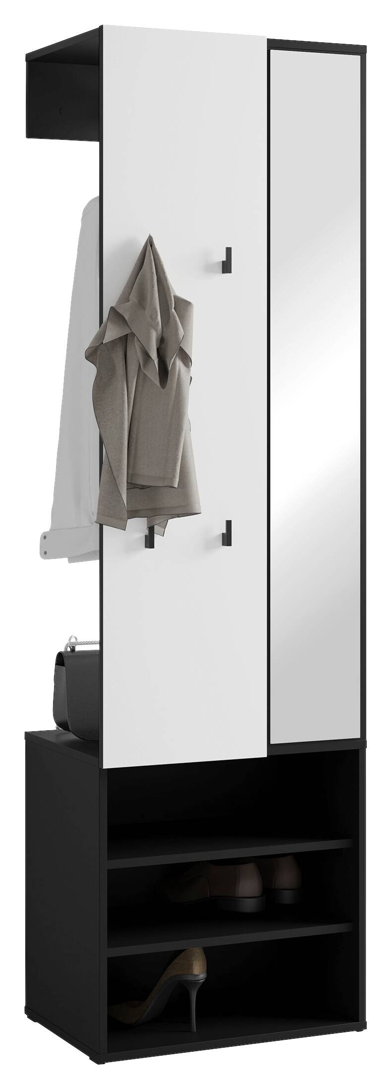 Garderobenset ANDORRA schwarz weiß B/H/T: ca. 55x187,5x40,5 cm