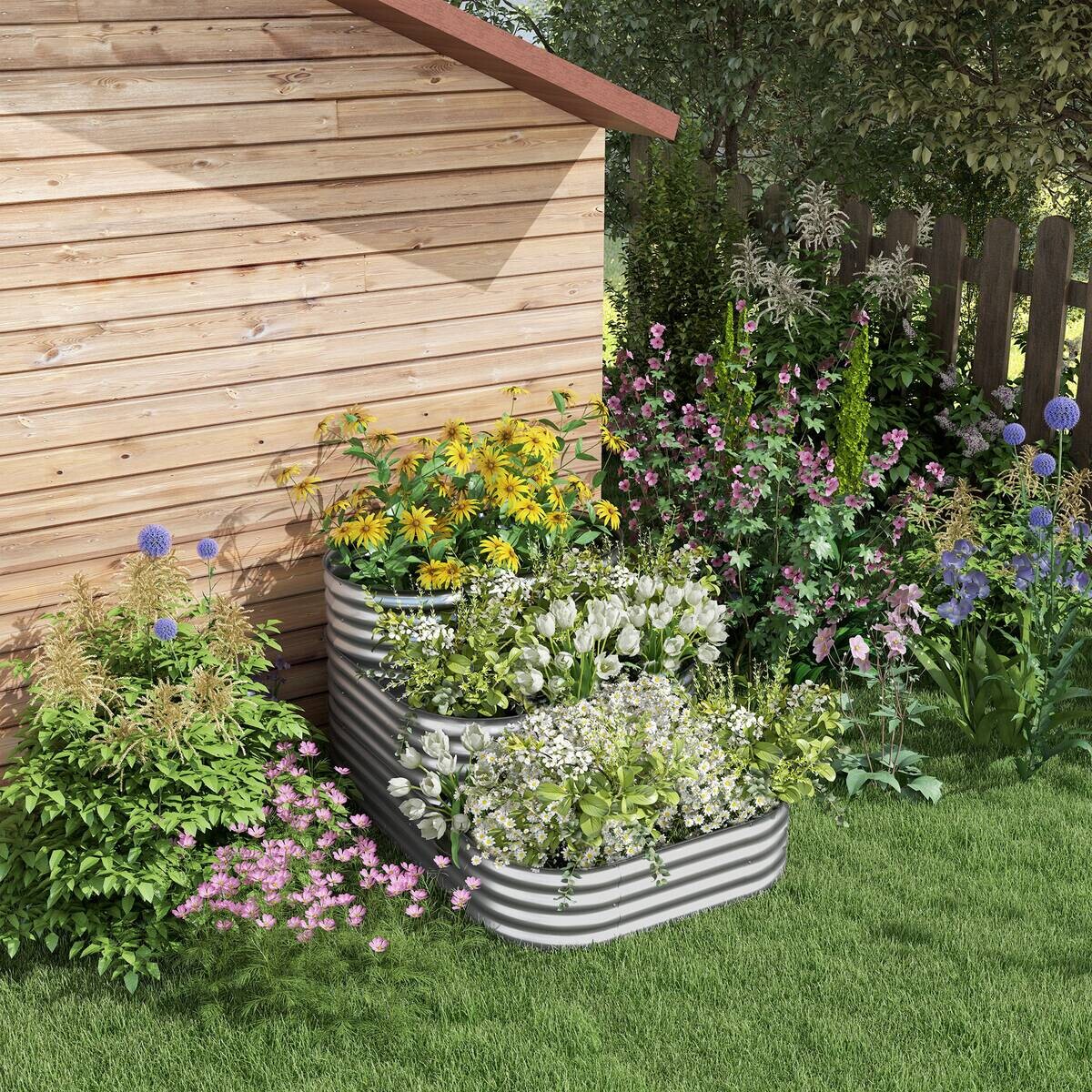 Outsunny Hochbeet silber Polypropylen B/H/L: ca. 109x158x82 cm