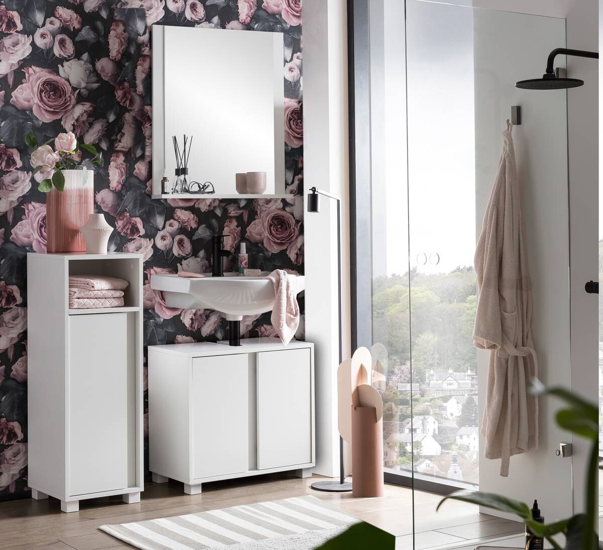 Midischrank Dex weiß matt B/H/T: ca. 32,6x95,6x33 cm