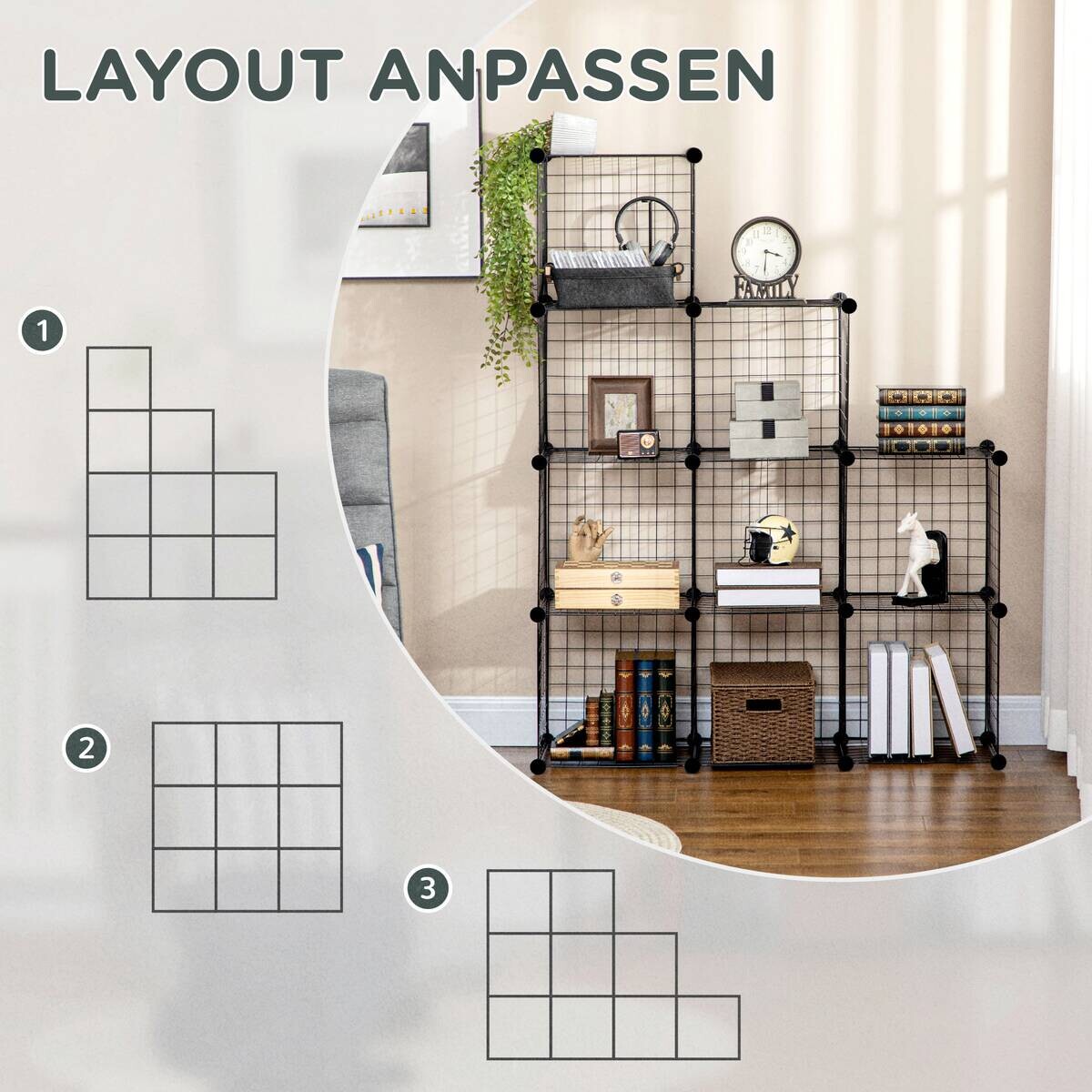 HOMCOM Regal schwarz Kunststoff B/H/L: ca. 35x35x35 cm