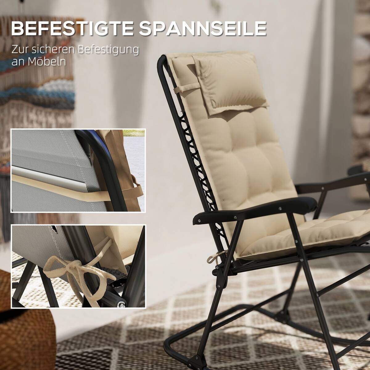 Outsunny Liegenauflage 2er Set beige Polyester B/H/L: ca. 50x5x116 cm