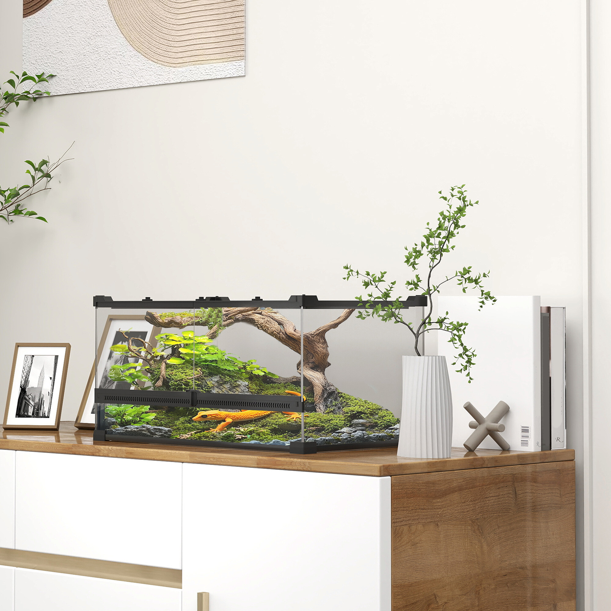 PawHut Terrarium schwarz Glas B/H/L: ca. 30x25x50 cm