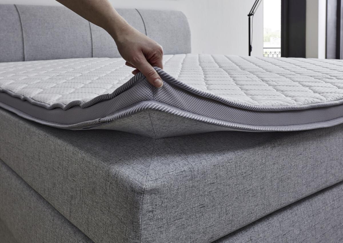 Boxspringbett Fire Silbergrau Liegefläche B/L: ca. 200x200 cm