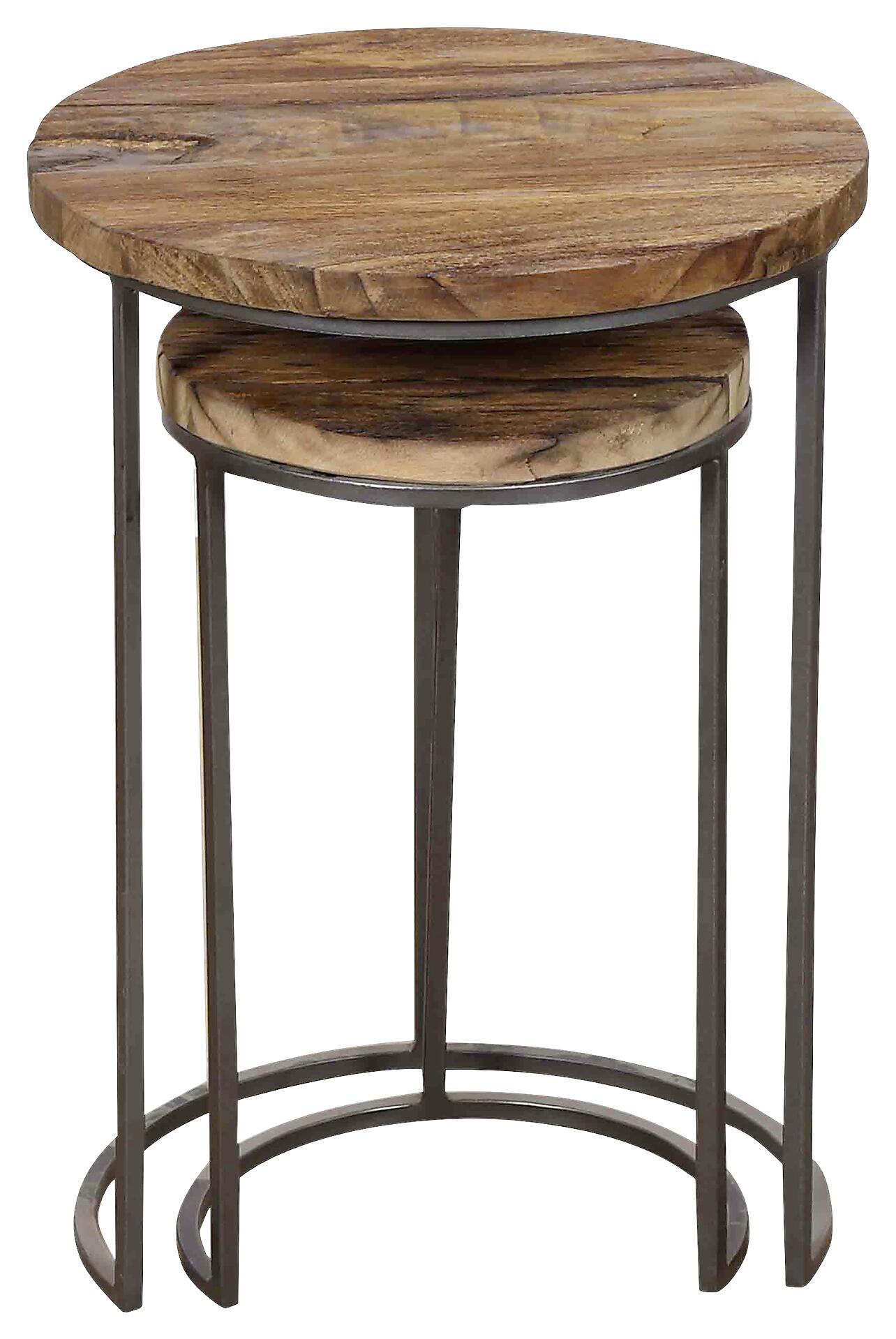 Beistelltisch JARON natur schwarz Echtholz Metall