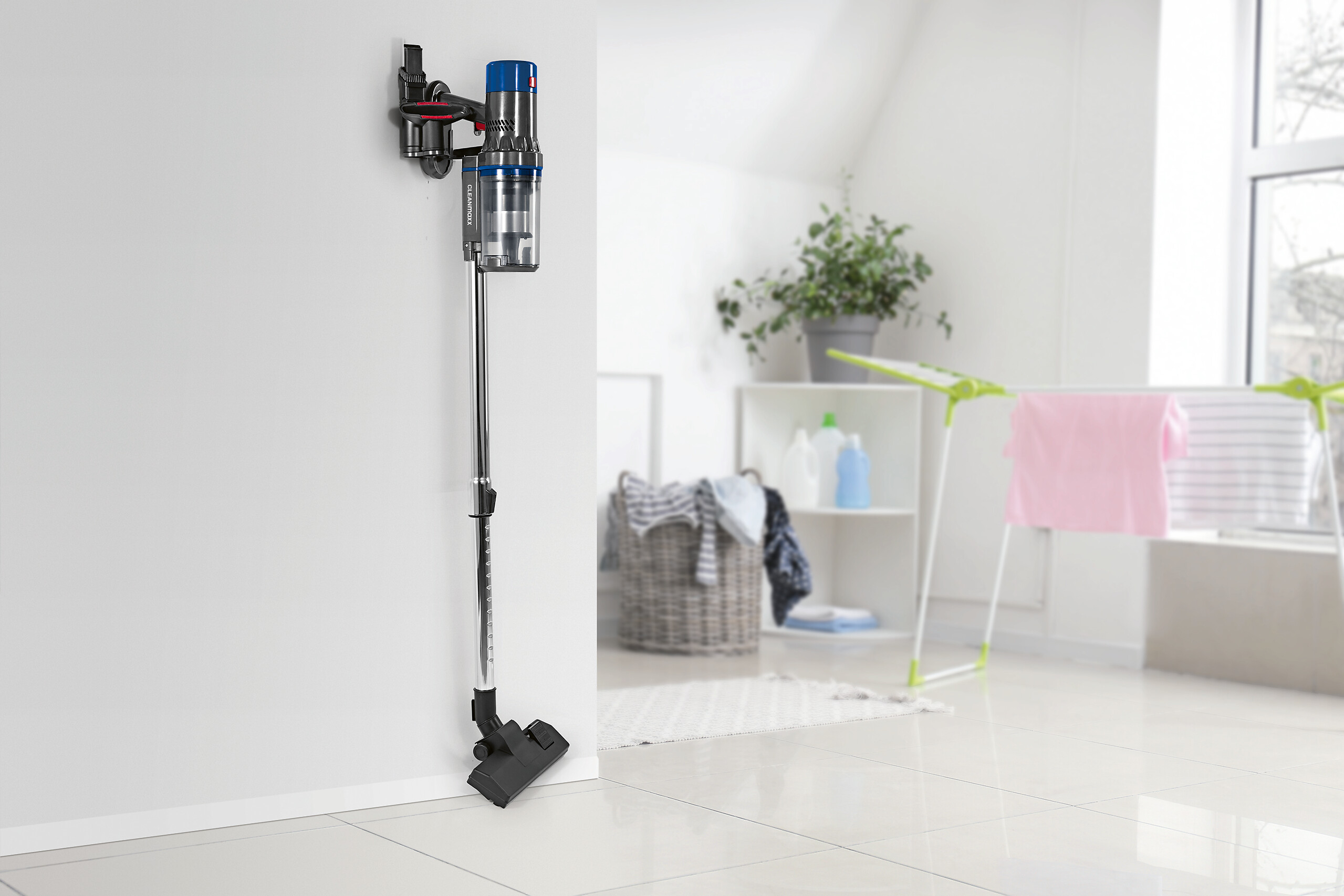 CLEANmaxx Handstaubsauger grau blau Metall Kunststoff B/H/L: ca. 110x22x26 cm