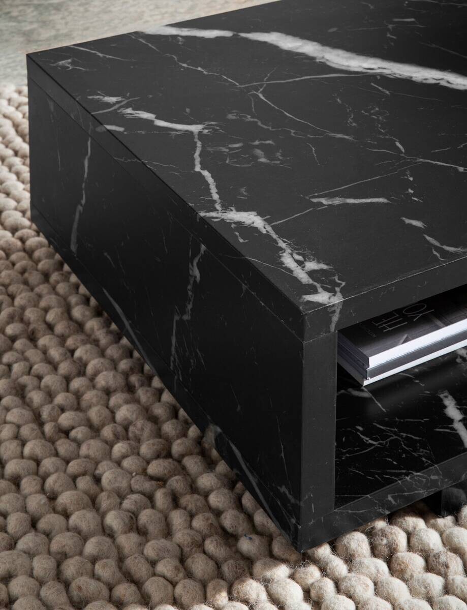 Wohnling Couchtisch schwarz Marmor B/H/T: ca. 100x25x50 cm
