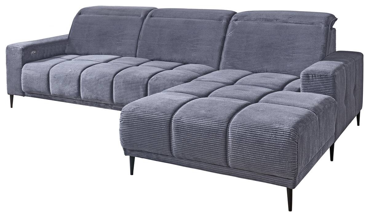 Ecksofa mit elektrischer Sitztiefenverstellung dunkelgrau Microfaser B/H/T: ca. 286x107x115 cm