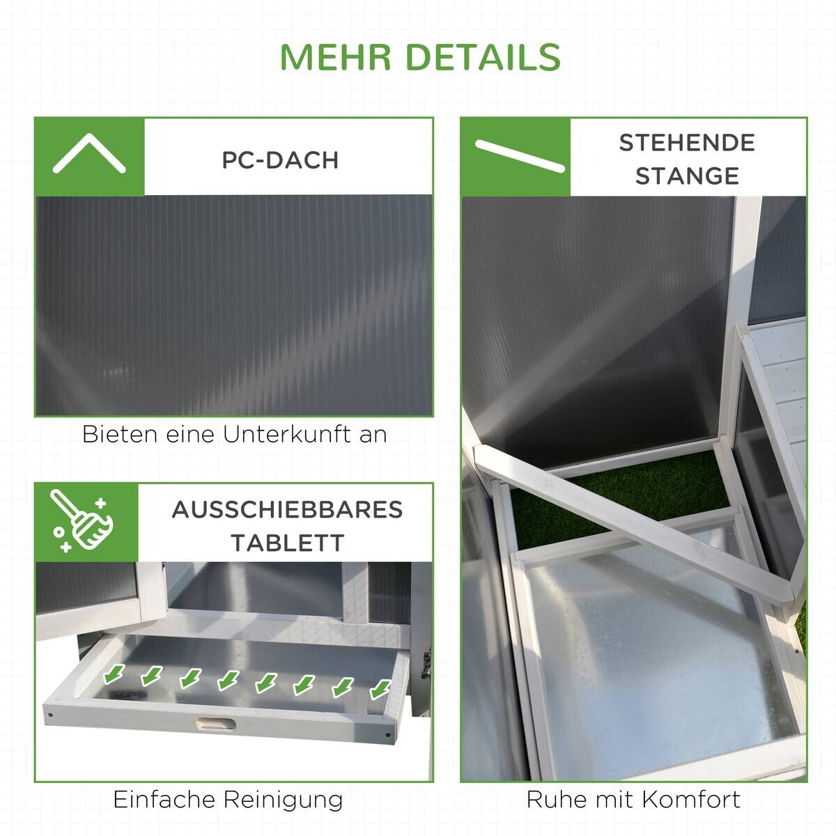 PawHut Stall weiß Polypropylen B/H/L: ca. 75x160x80 cm