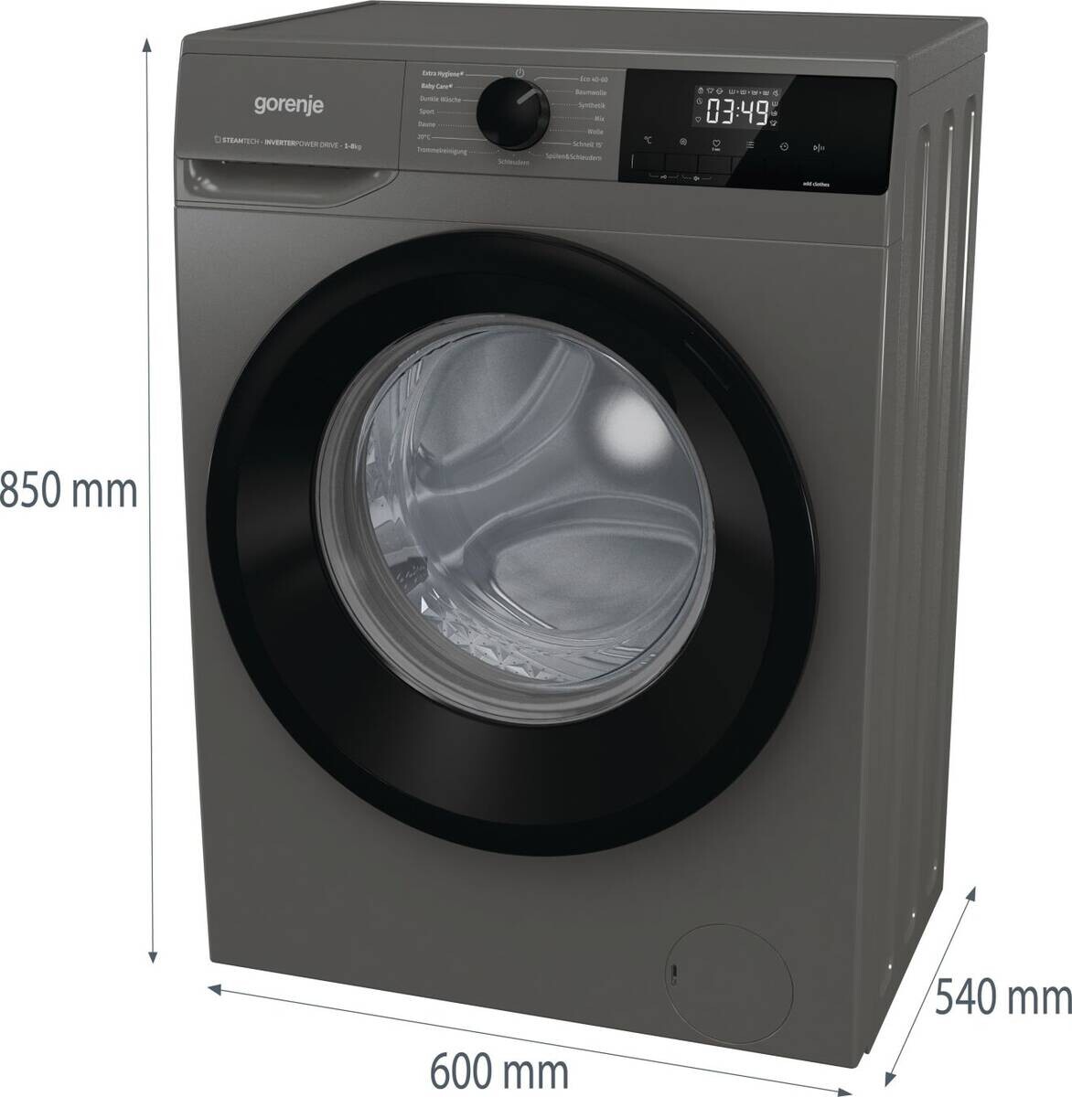 Gorenje Waschmaschine WNHEI84APSA/DE titanfarbig B/H/T: ca. 60x85x54 cm ca. 8 kg