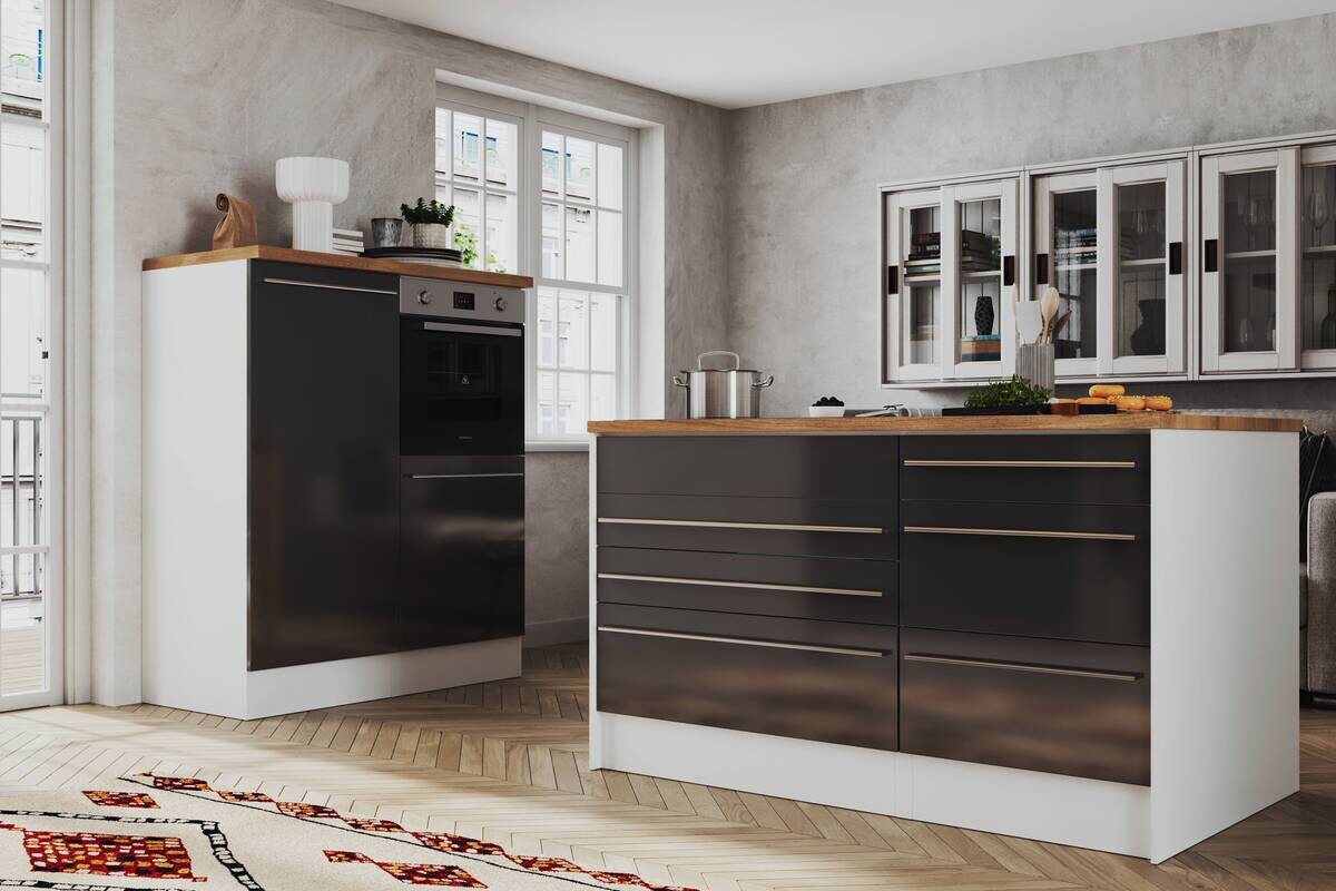 Respekta Inselküche Gabriel grau matt B/H/T: ca. 320x200x60 cm