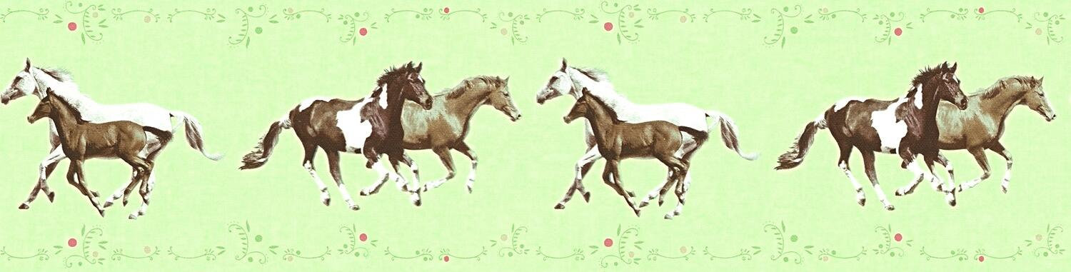 Borte Pferde hellgrün B/L: ca. 13x500 cm