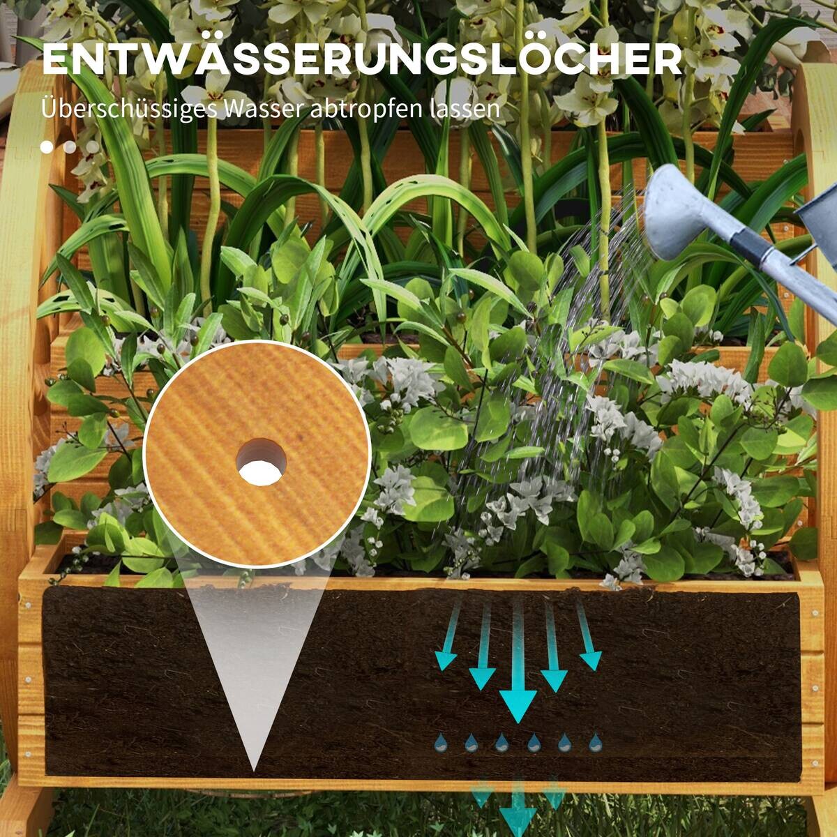 Outsunny Hochbeet natur Edelstahl B/H/L: ca. 62x61x57 cm