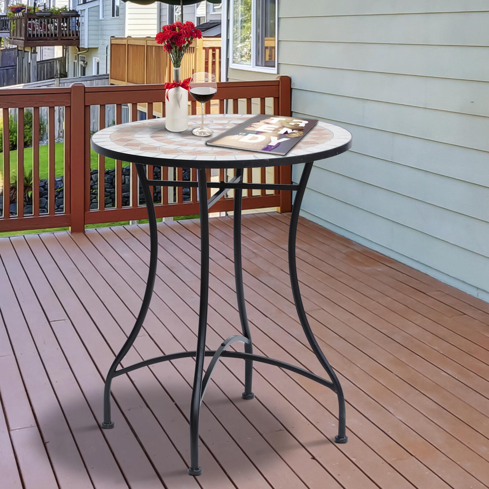 Outsunny Mosaiktisch orange Stahl H/D: ca. 71x60 cm