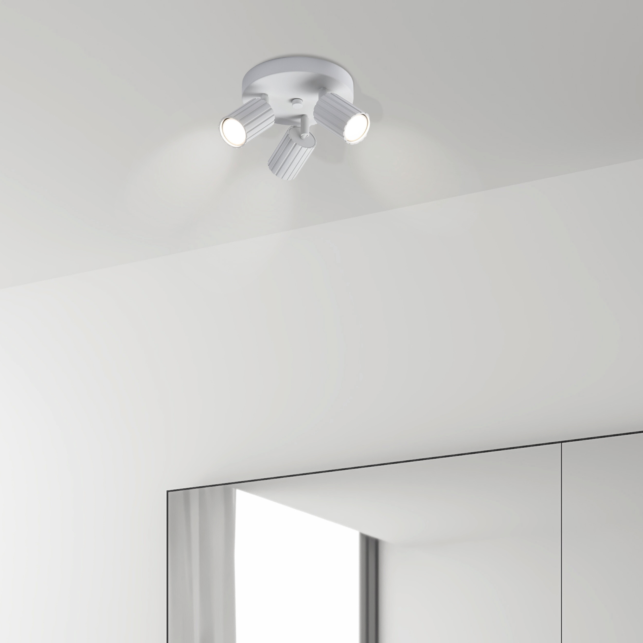 Lamkur Strahler Prisma weiß Stahl B/H/L: ca. 18x19,5x18 cm 3 Brennstellen