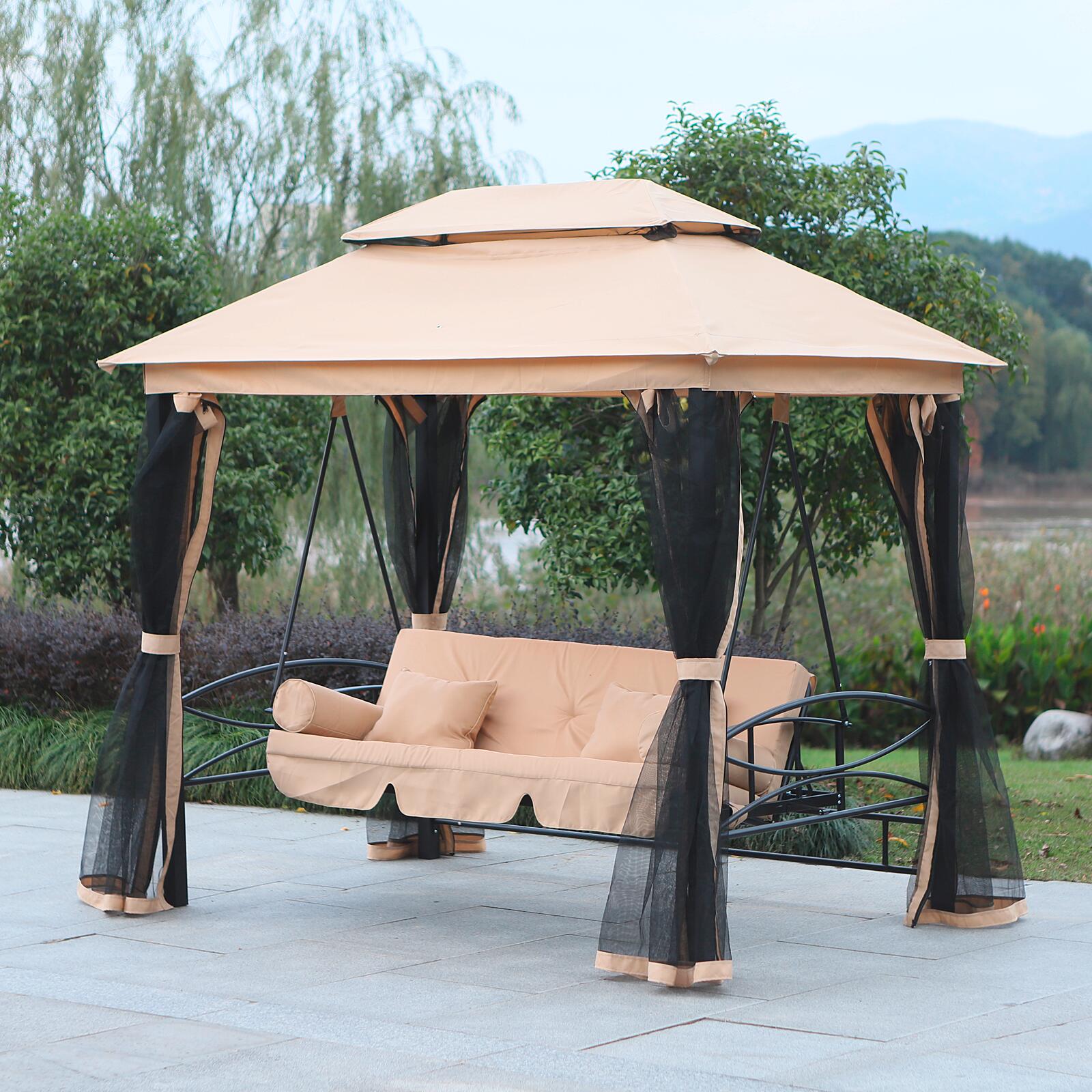 Outsunny Gartenschaukel beige Stahl B/H/T: ca. 232x245x149 cm