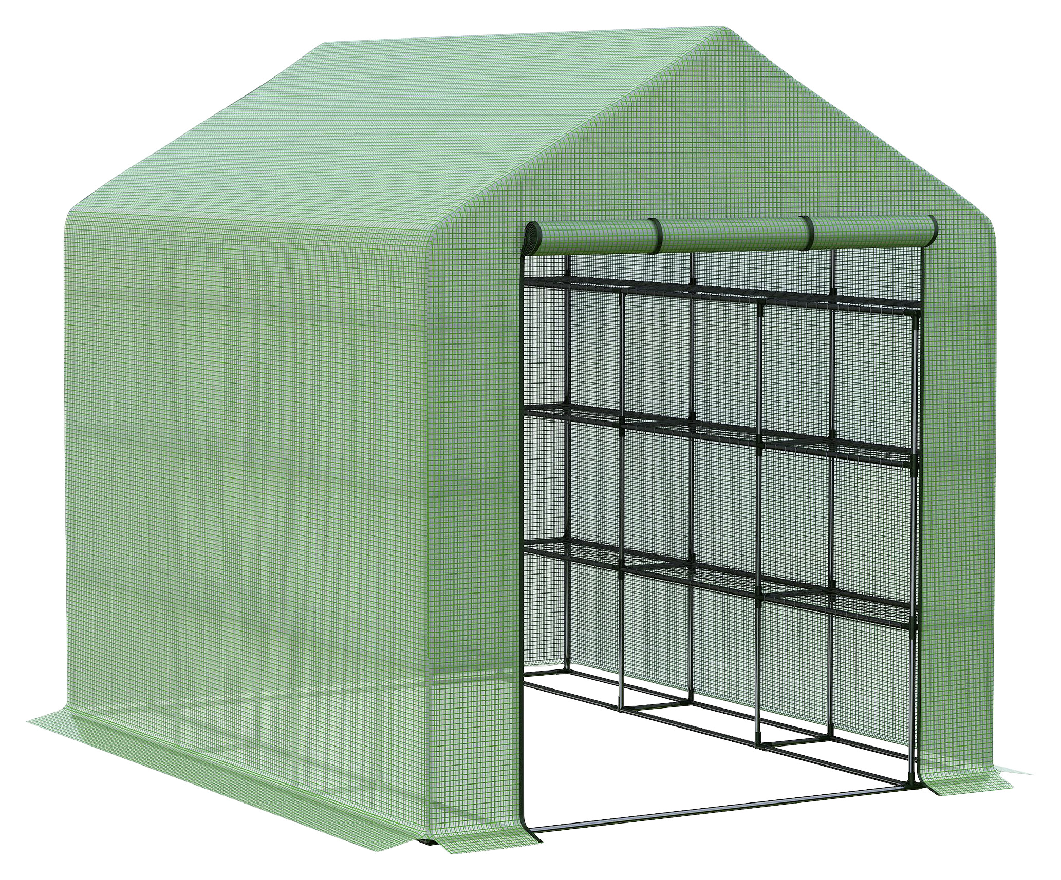 Outsunny Foliengewächshäus mit Regalböden B/H/L: ca. 180x210x244 cm