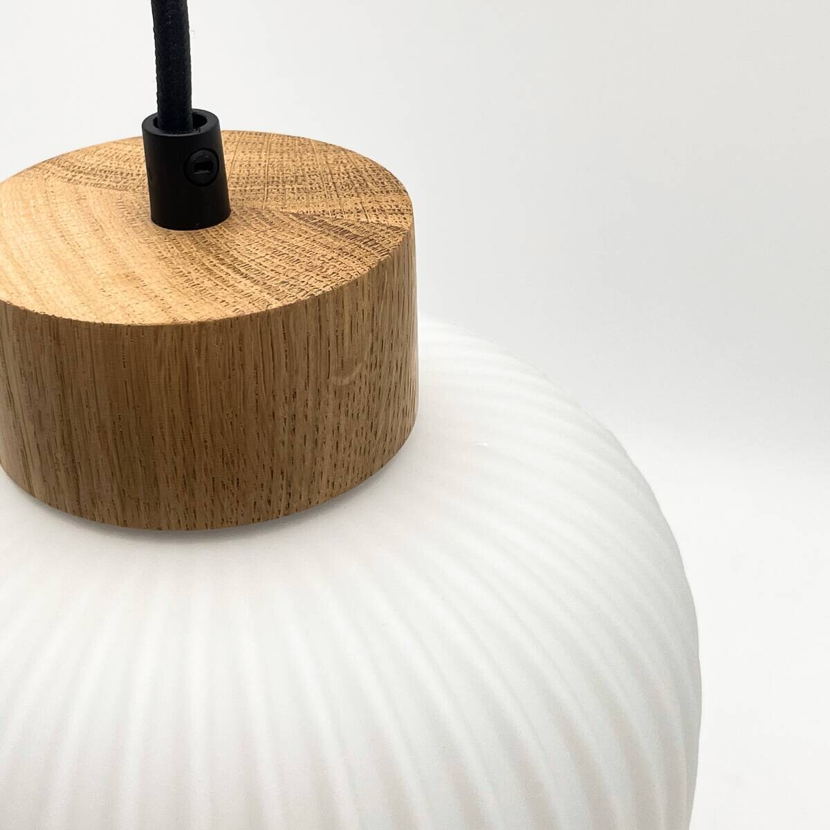 Lamkur Hängeleuchte Harmony weiß Eiche Glas Holz B/H/L: ca. 20x105x20 cm 1.0 Brennstellen