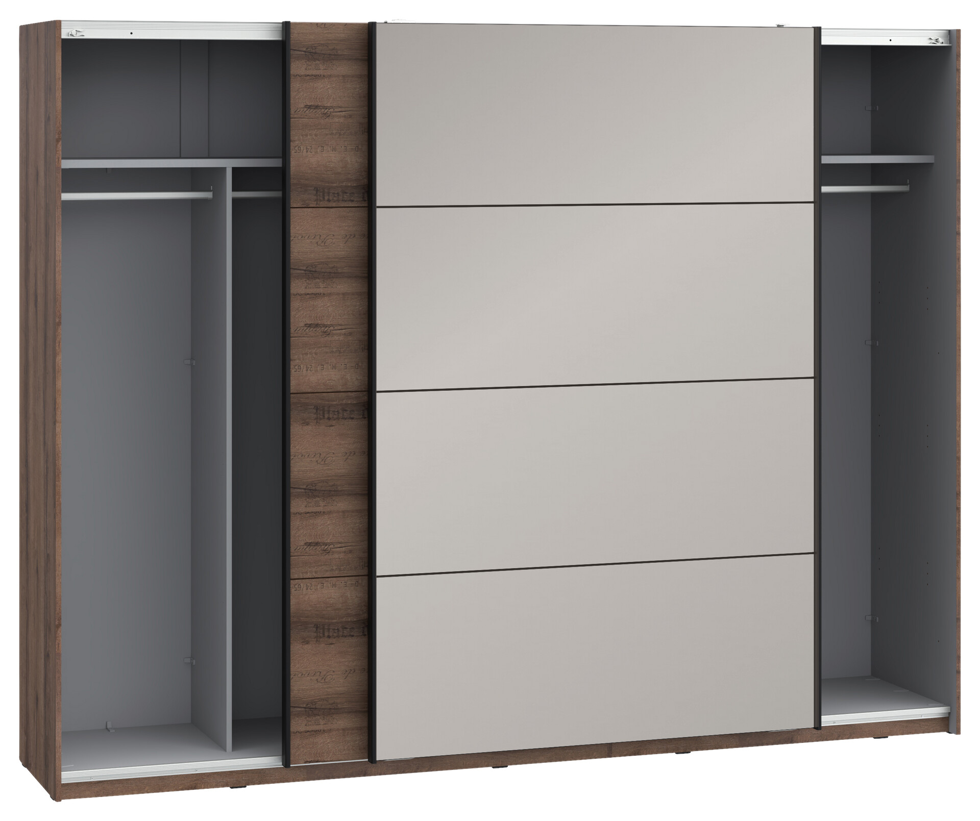 Schwebetürenschrank  schlamm Eiche Nachbildung B/H/T: ca. 269,9x209,7x61,2 cm