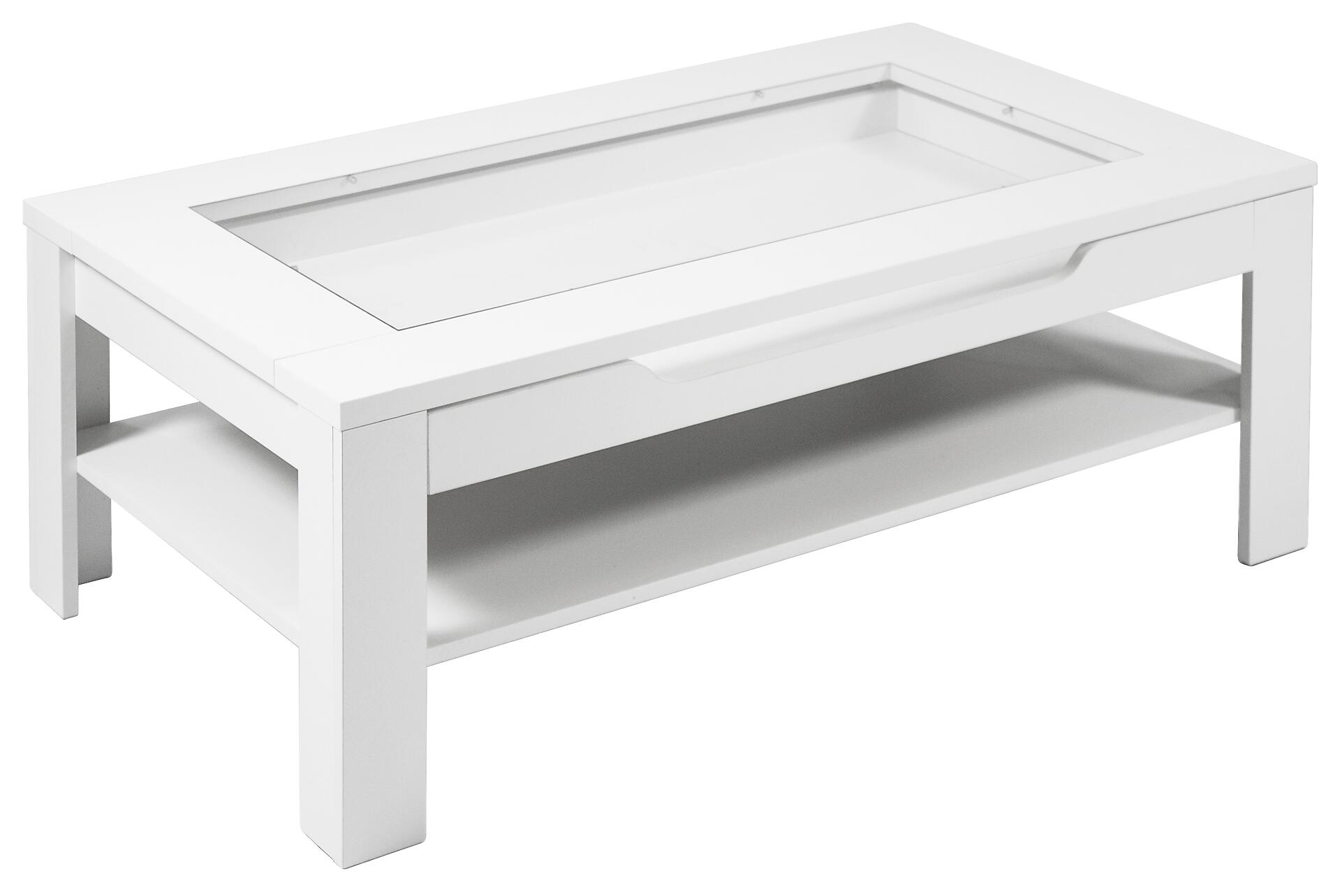 byLIVING Couchtisch RALPH weiß Holzwerkstoff Klarglas B/H/T: ca. 110x43x67 cm