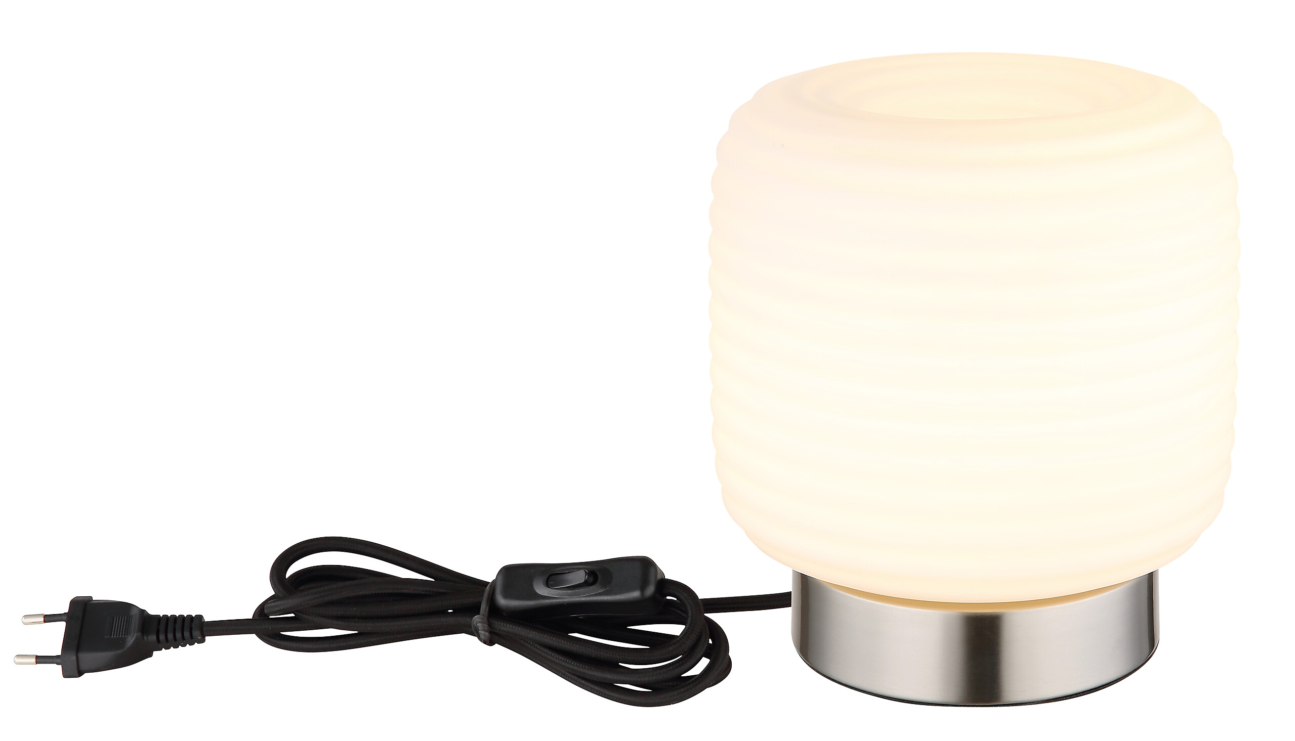 GLOBO Tischleuchte schwarz Opal nickel matt Metall Glas H/D: ca. 21,5x20 cm 1 Brennstellen