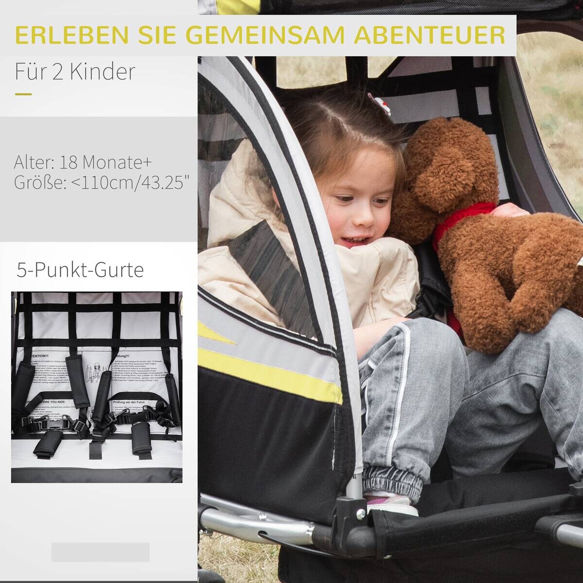 HOMCOM Fahrrad-Zubehör gelb gelb B/H/L: ca. 75x142x101 cm