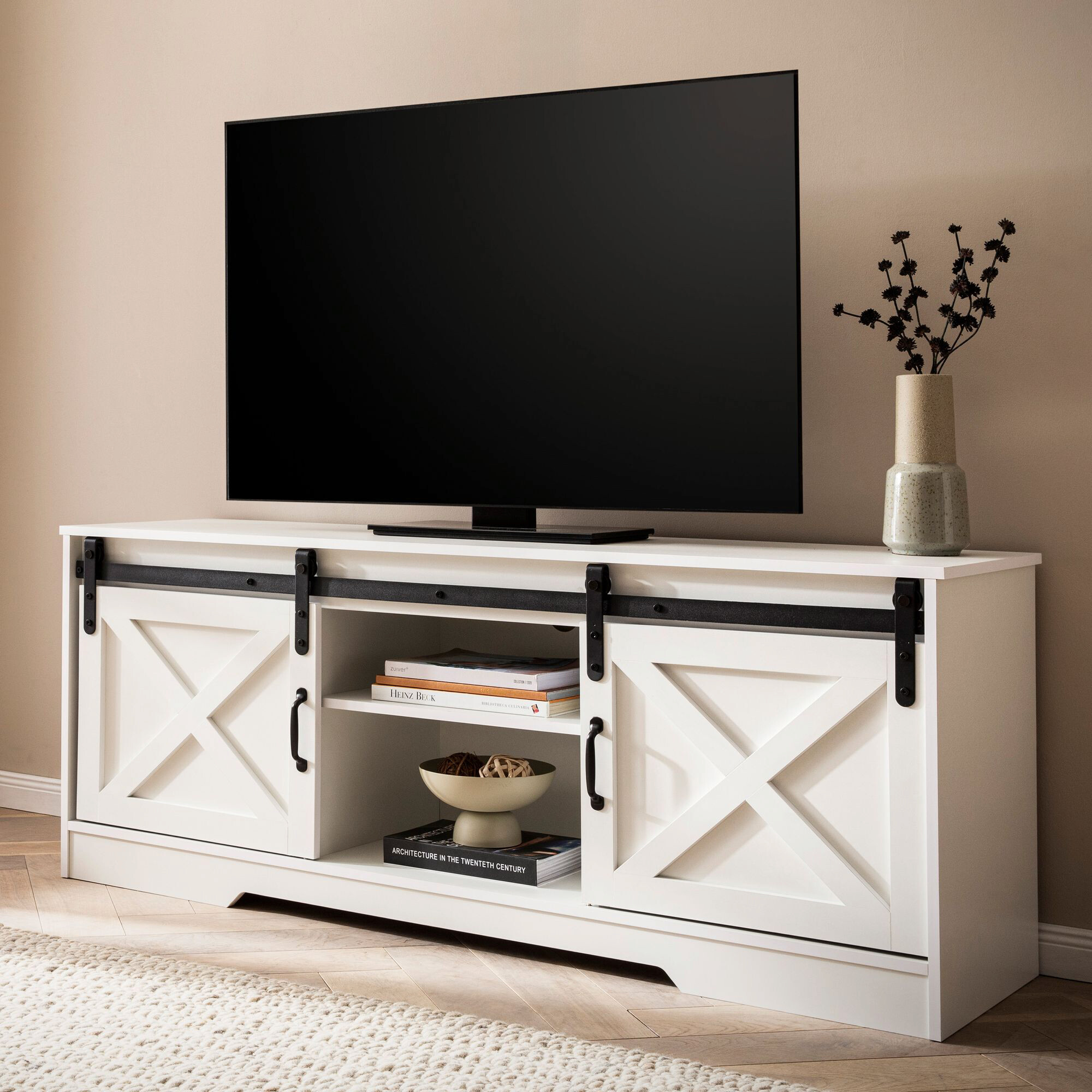 Lowboard weiß B/H/T: ca. 150x59,5x39,5 cm