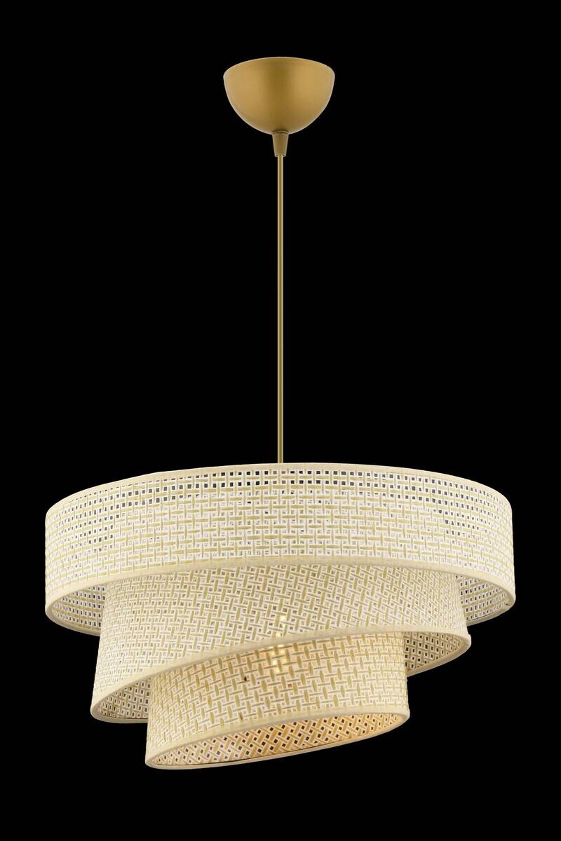 Opviq Pendelleuchte Couper creme Baumwolle Metall B/H/L: ca. 40x72x40 cm E27 1 Brennstellen