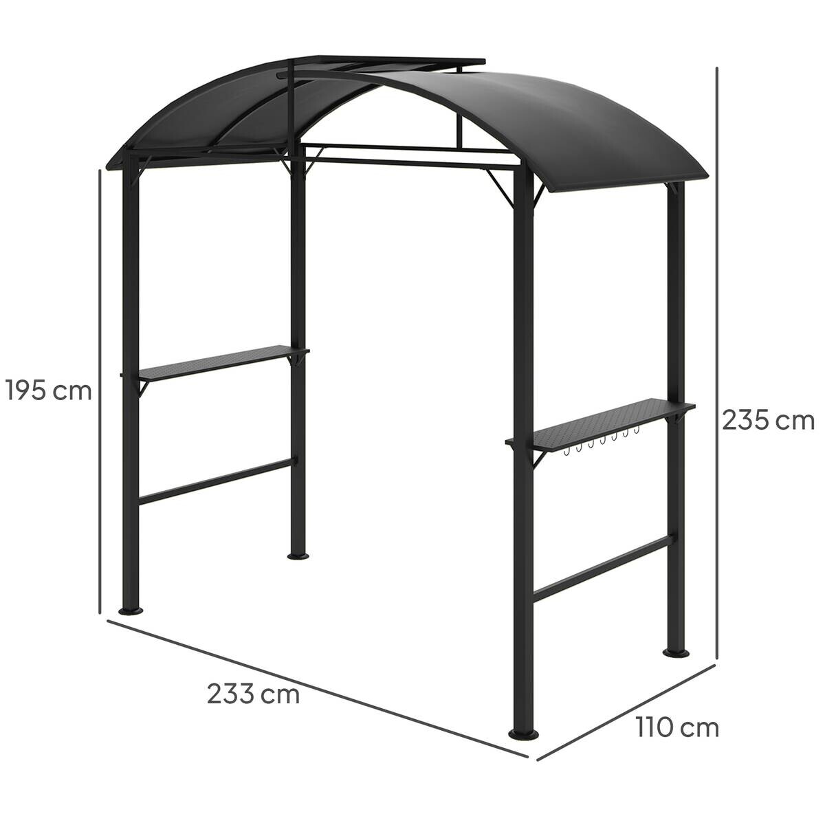 Outsunny Grillpavillon dunkelgrau Polyester B/H/L: ca. 110x235x233 cm