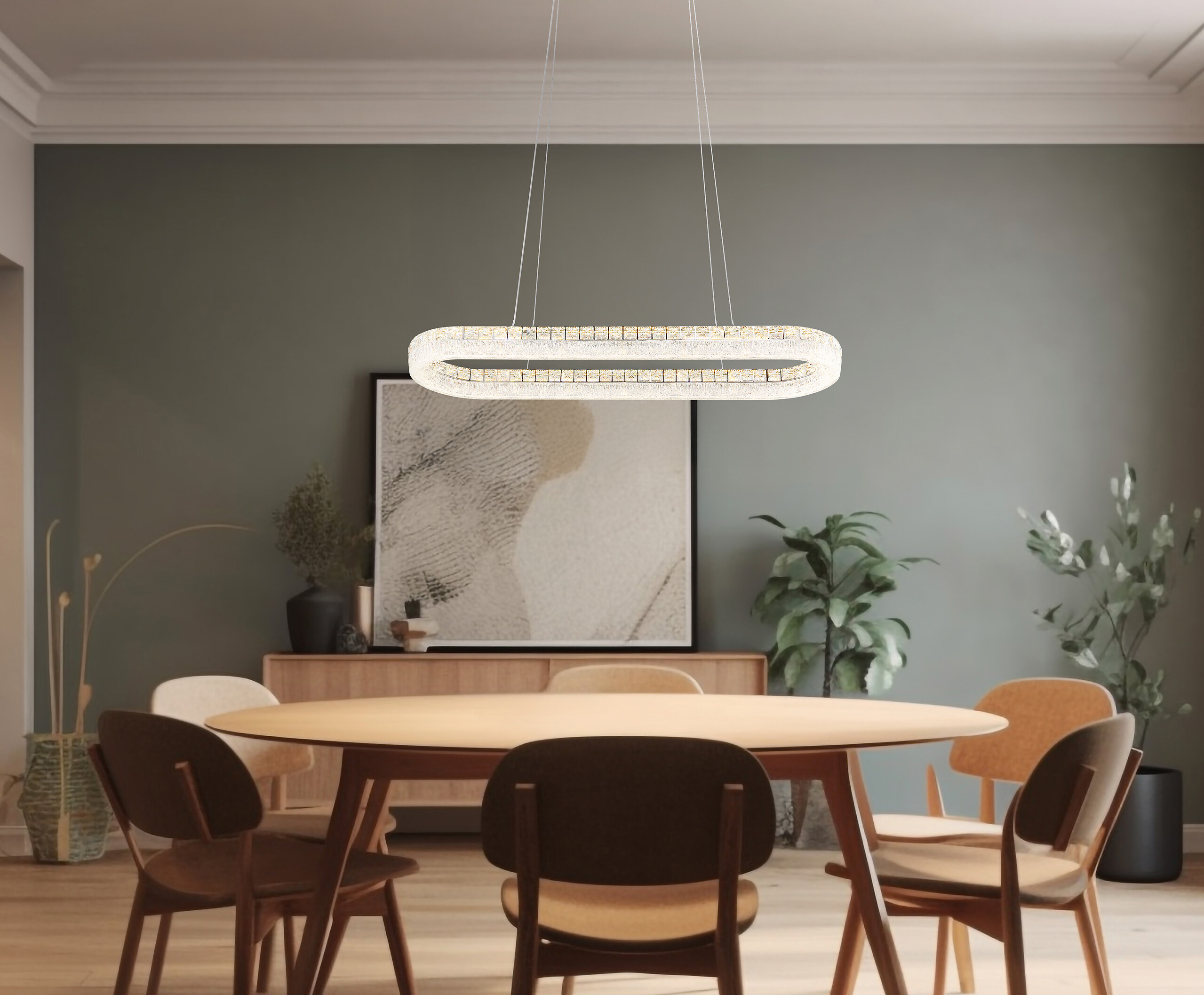 GLOBO Hängeleuchte klar Chrom Glas Metall Acryl B/H/L: ca. 31,5x120x100,1 cm 1.0 Brennstellen