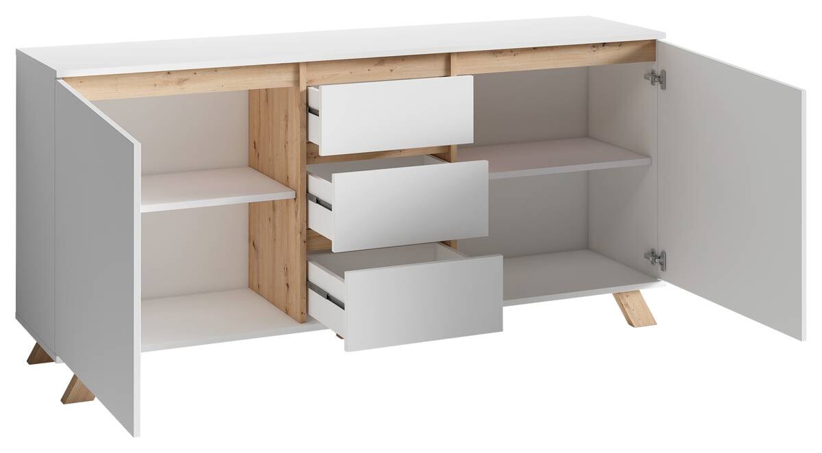 Sideboard VALENTIN weiß Eiche Nachbildung B/H/T: ca. 160x80x38 cm