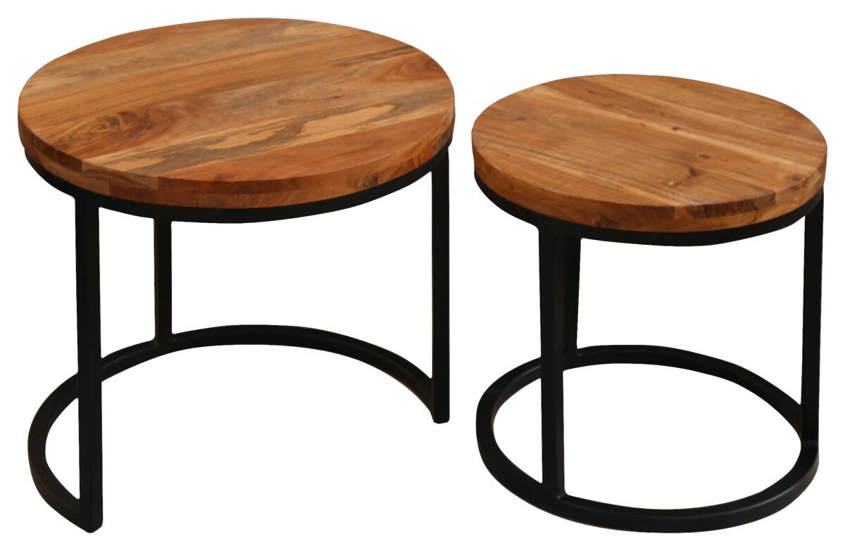 Beistelltisch SELMA natur schwarz Akazie Metall