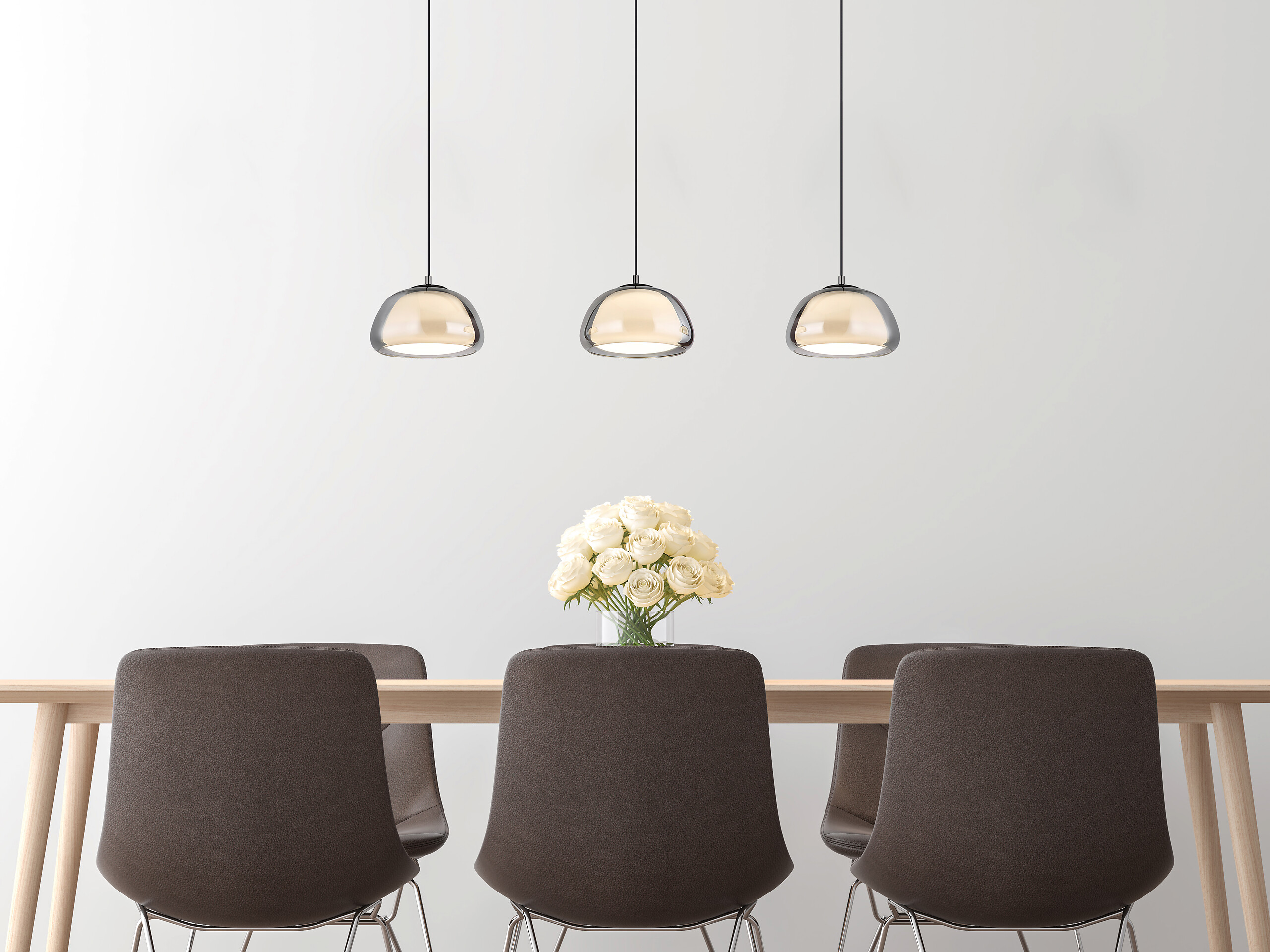 GLOBO Hängeleuchte schwarz Chrom Metall Glas B/H/L: ca. 34x20,5x101 cm