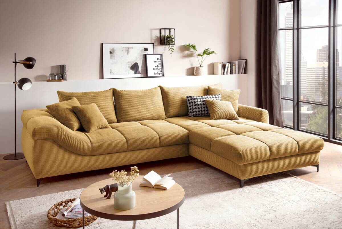 Ecksofa curry Microfaser B/H/T: ca. 332x96x227 cm