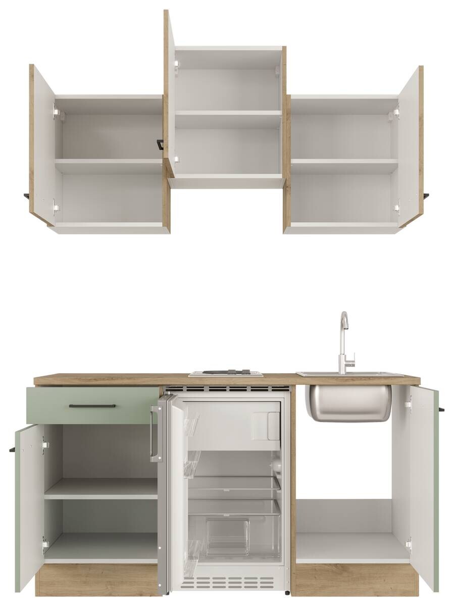 Küchenblock Cara grün matt B/H/T: ca. 151x226x60 cm