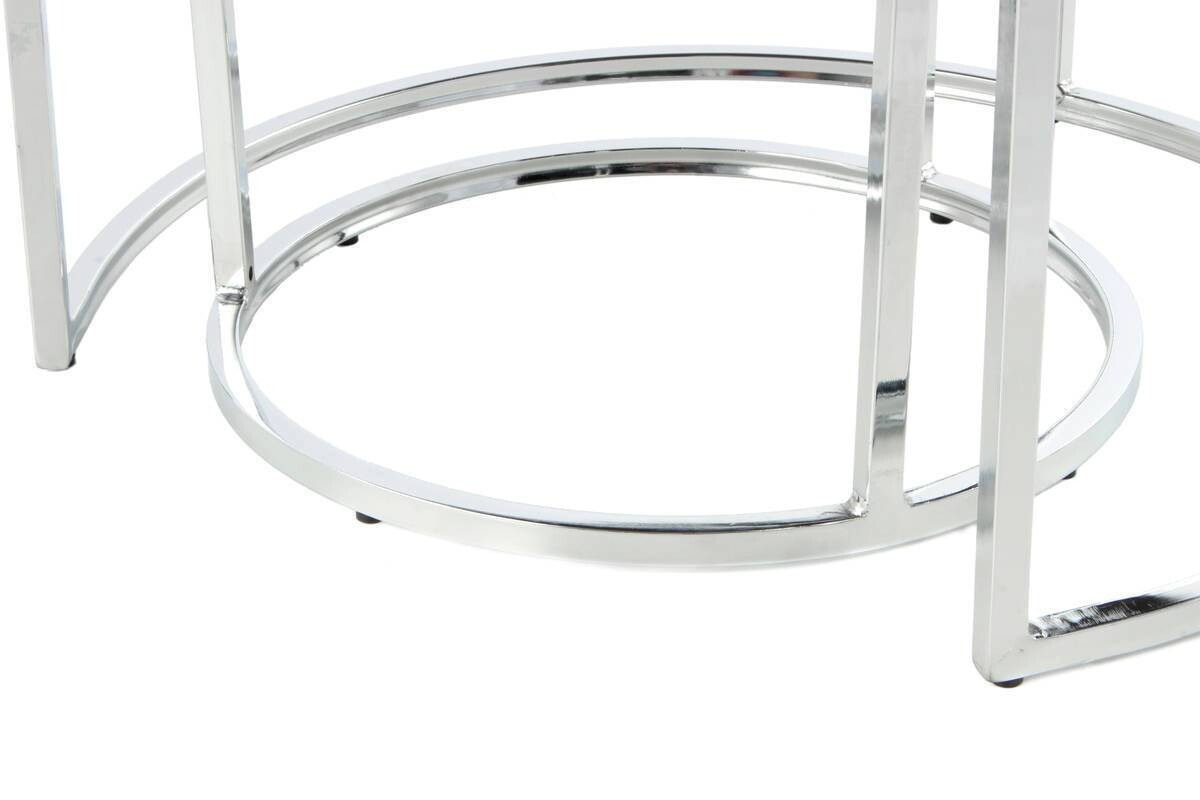 360 Living Hocker Myla 100 2er-Set grau silber Samt Metall H/D: ca. 41x60 cm