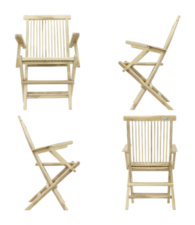 VCM Gartenstuhl 4er Set braun Teakholz B/H/T: ca. 57x89x62 cm