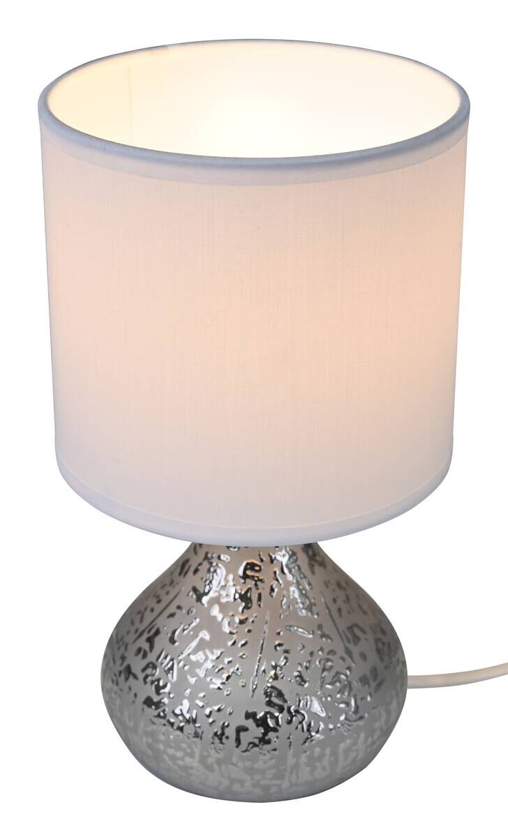 POCOline Keramik_Tischleuchte Auri silber Keramik B/H/L: ca. 14x25x14 cm E14 1 Brennstellen