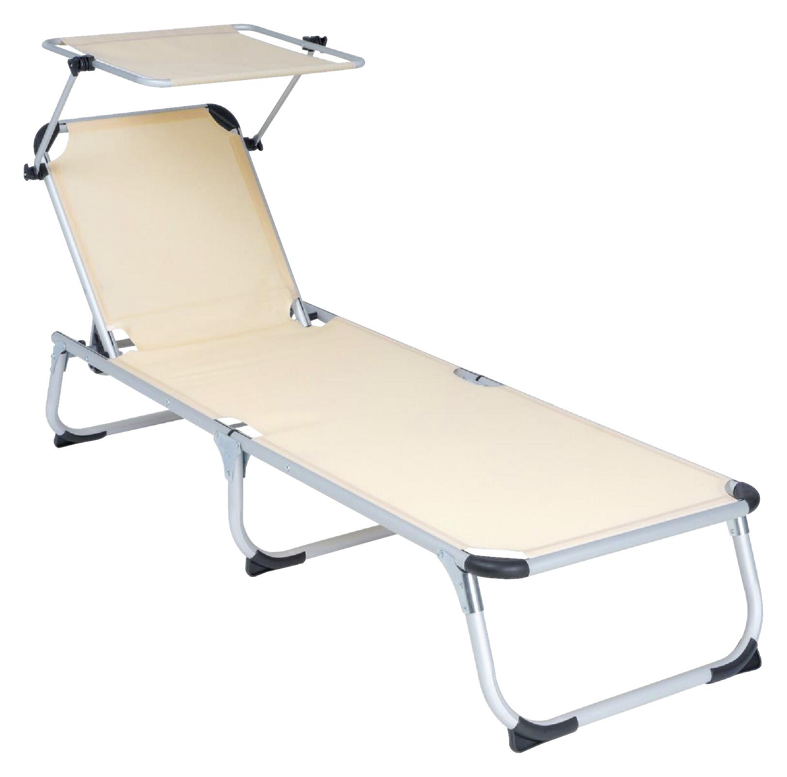 VCM Sonnenliege beige Textilene B/H/L: ca. 57x30x187 cm