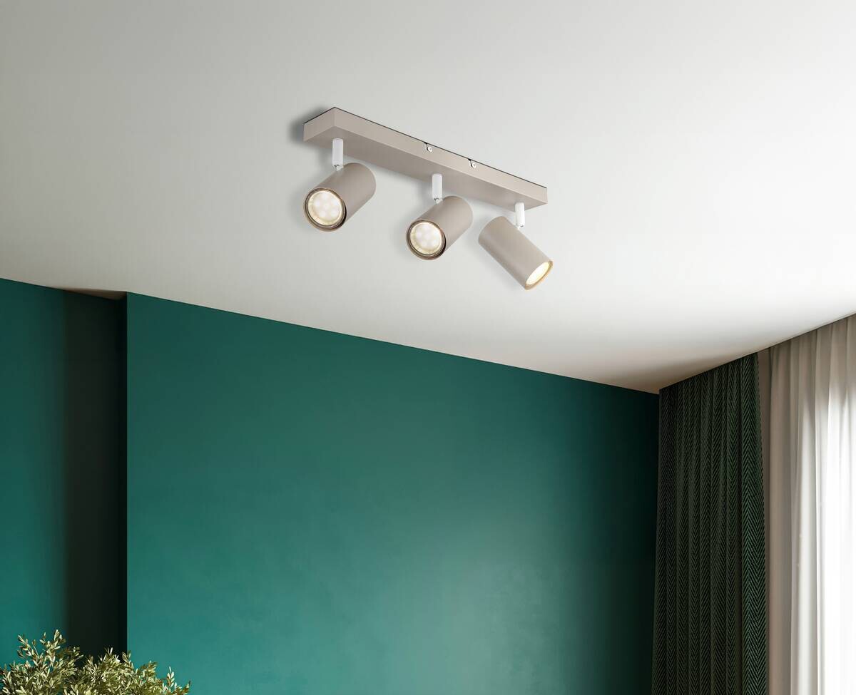 GLOBO Spot sand weiß Metall B/H/L: ca. 41x6x12 cm GU10 3 Brennstellen